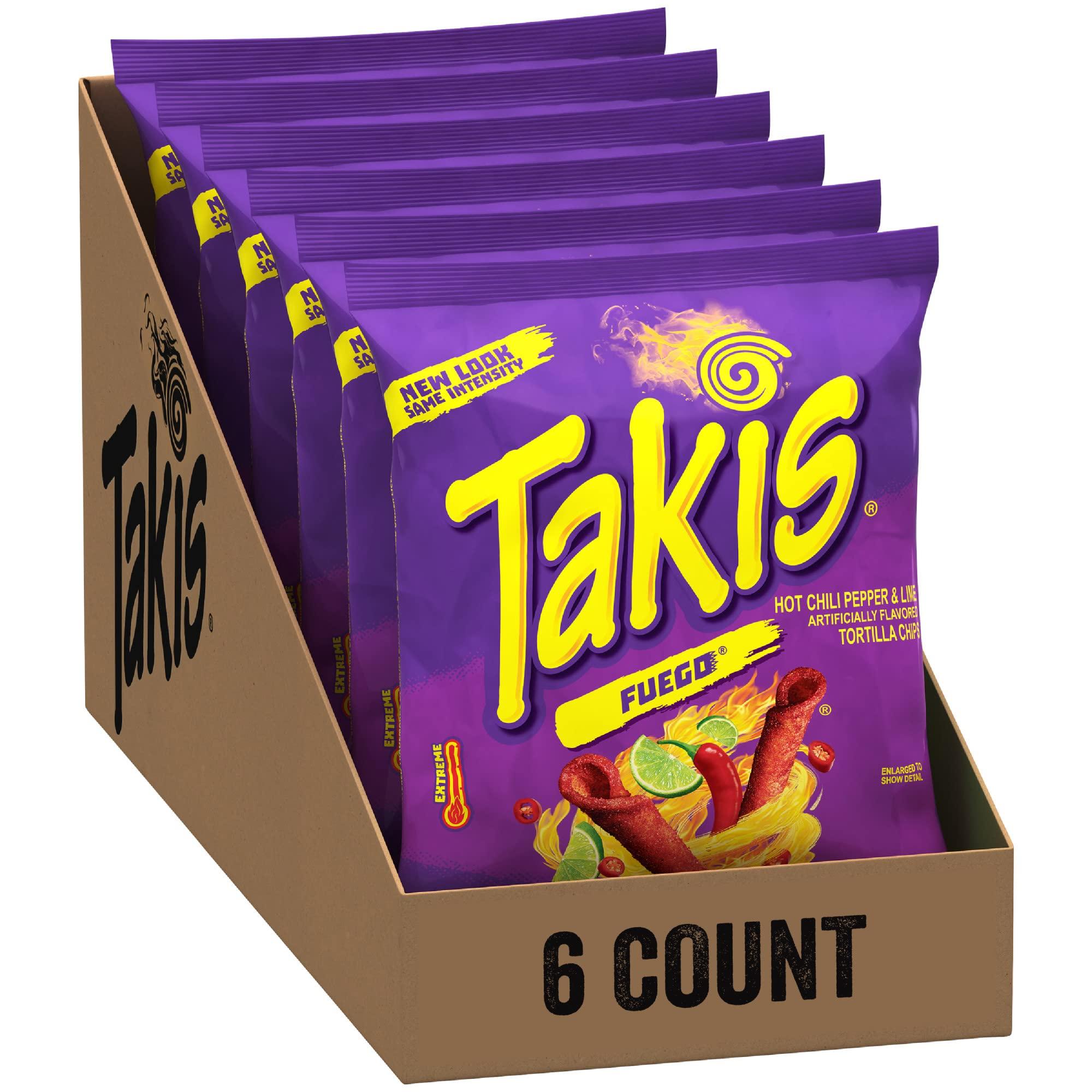 Takis Fuego Rolled Spicy Tortilla Chips 6-Pack - Hot Chili Pepper Lime ...
