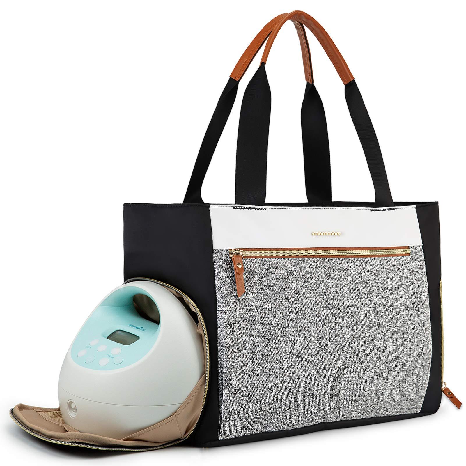 Dark grey mommore pumping breast pump tote Bag for Women Abby Breast Pump Tote Black Versatile and Stylish for Work  main image 3