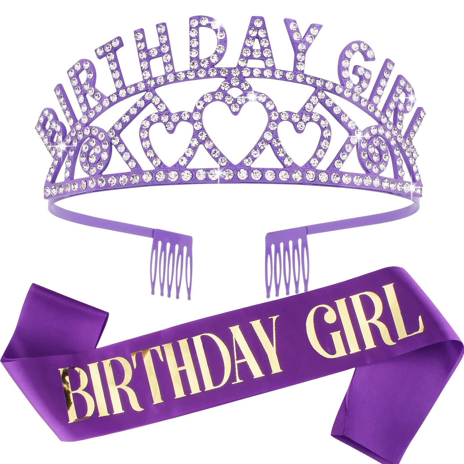 CIEHER Purple Birthday Sash & Queen Crown Kit, Purple Birthday Decorations, Purple - View #7