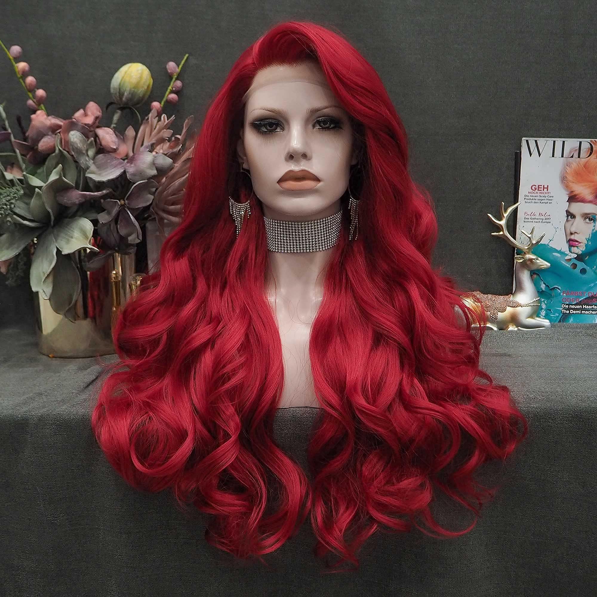 26 Inch Lace Front Synthetic Wig Heat Resistant Natural Wave Cosplay Celebrity 26 Inch Transparent Lace Front Synthetic Wigs  main image 3