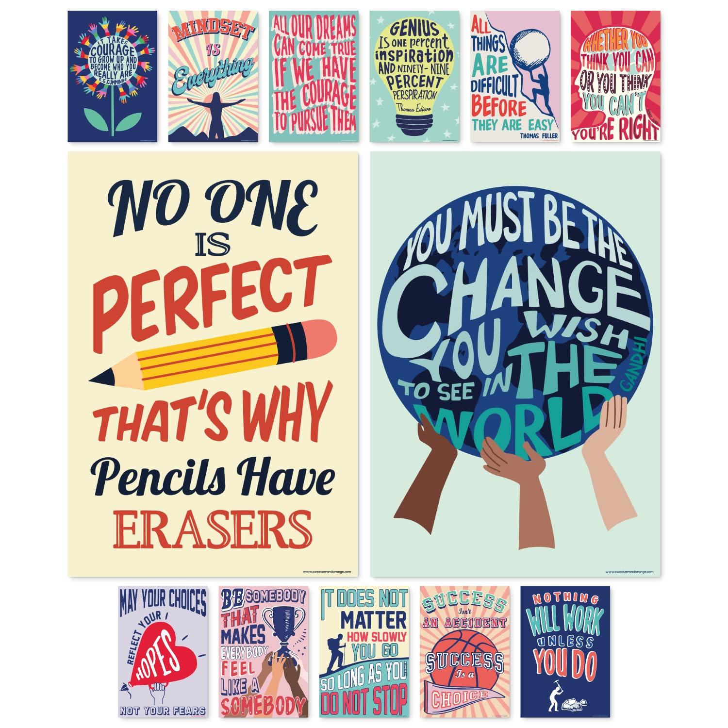 Sweetzer & Orange Growth Mindset Posters Set - 13 Motivational ...