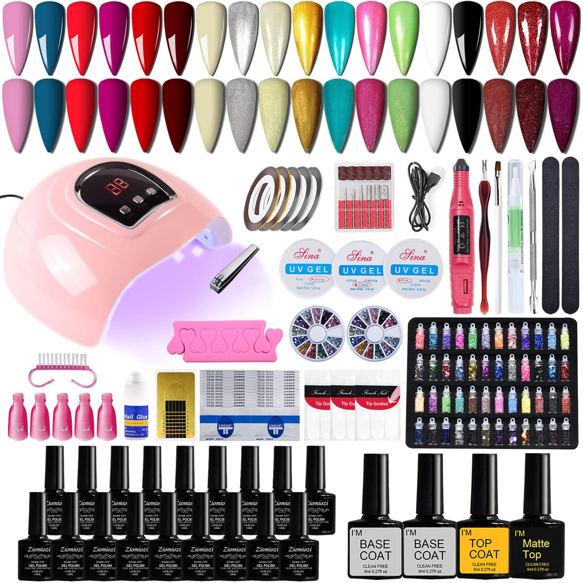 Ziomizi Gel Nail Polish Kit with 54w UV Light Lamp, 18 Color