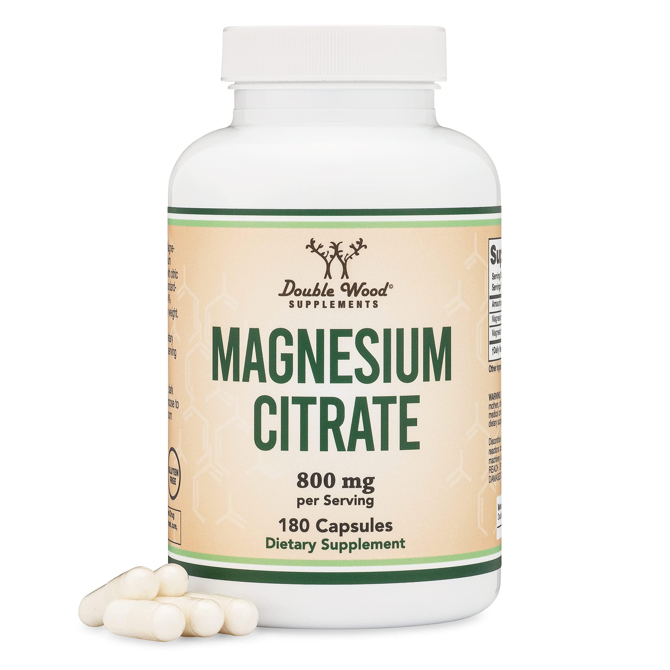 Premium Magnesium Citrate Capsules 400mg - 180 Count (800mg Servings) |  Vegan-Friendly with No Fillers | Made in USA by Double Wood Supplements |  Buy Now with Express International Delivery | GoSupps.com