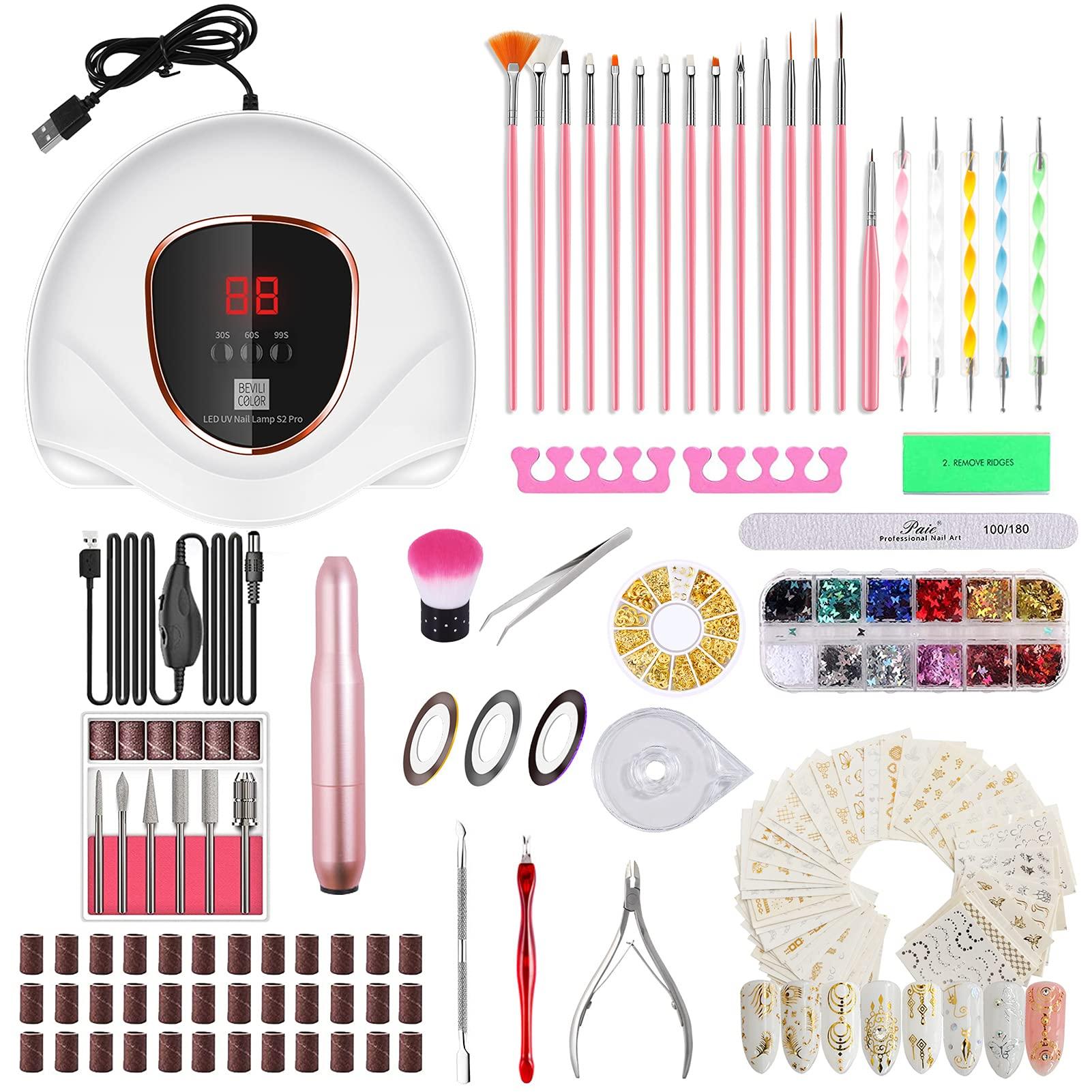 117 PCS Portable Electric Nail Drill Kit with 72W UV LED Lamp
