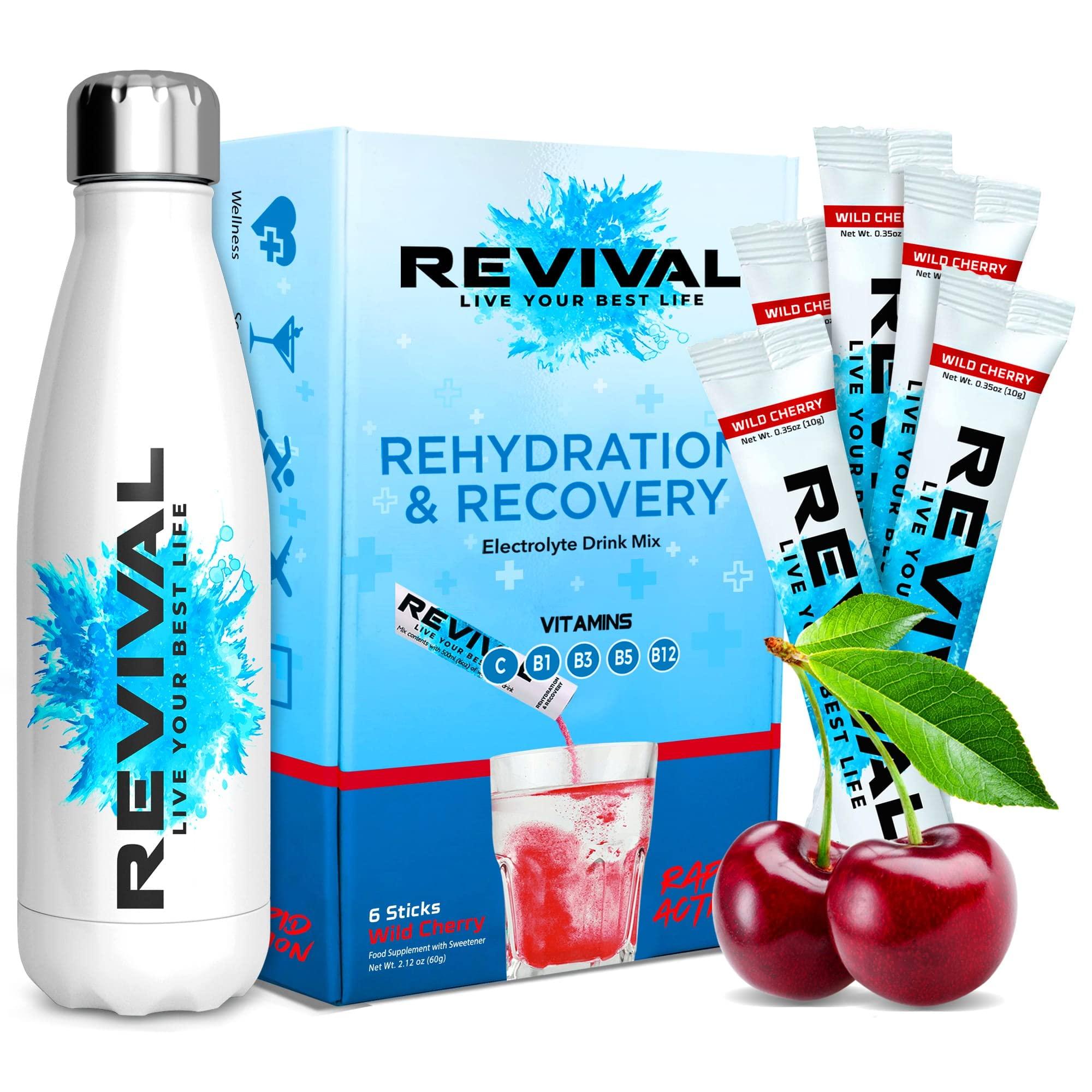Revival Rapid Rehydration Starter Pack - 500ml Steel Water Bottle with ...