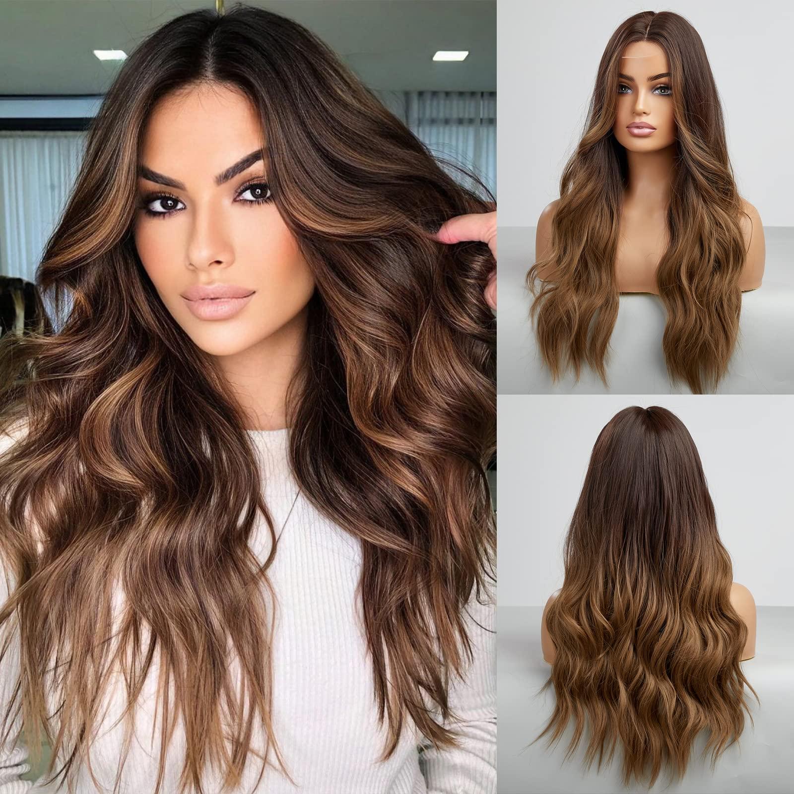 Brown Ombré Wig Natural Wave Curly Heat Resistant Vigorous-Synthetic-Wig-Long-  main image 3