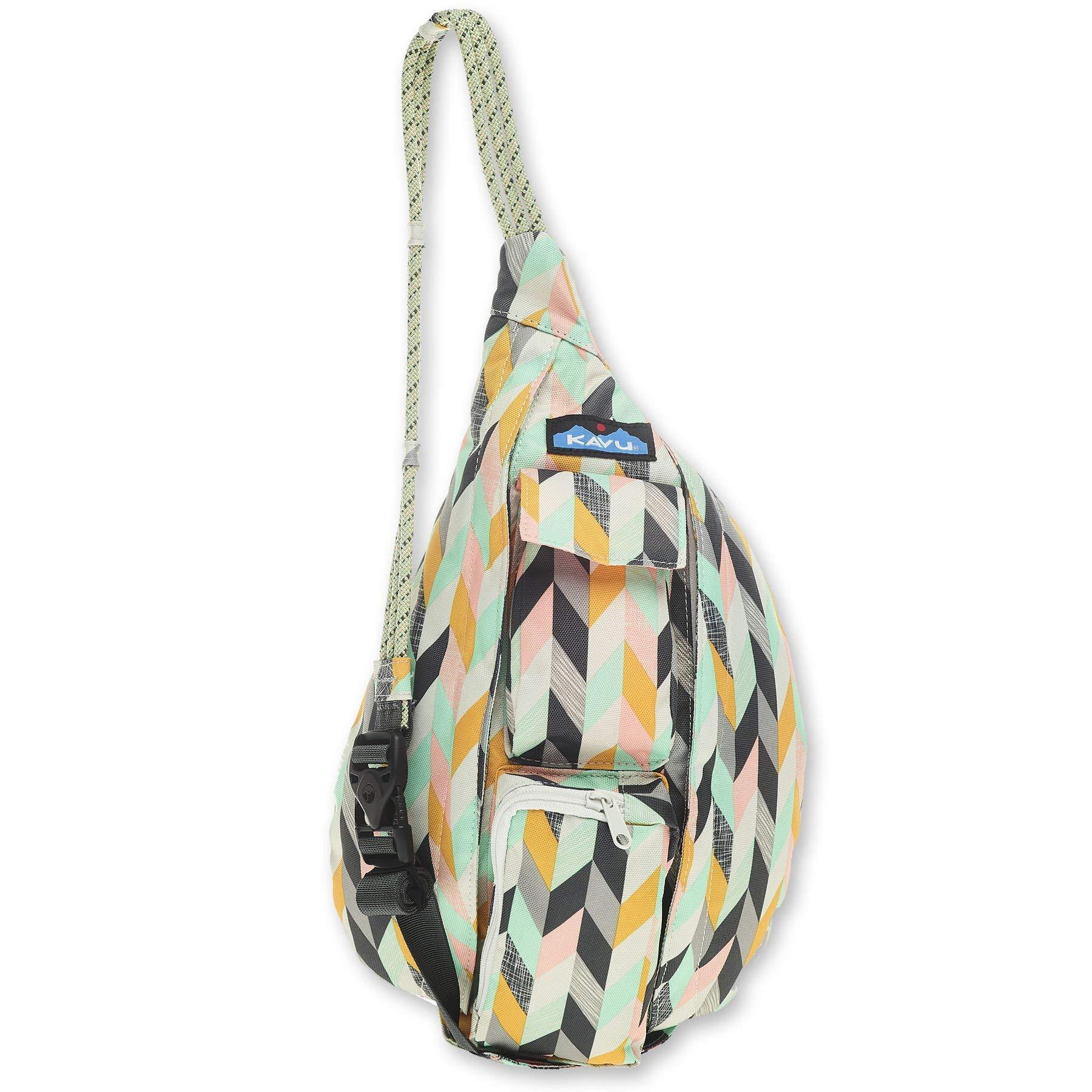 KAVU Mini Rope Sling Bag Chevron Sketch Fashionable Functional