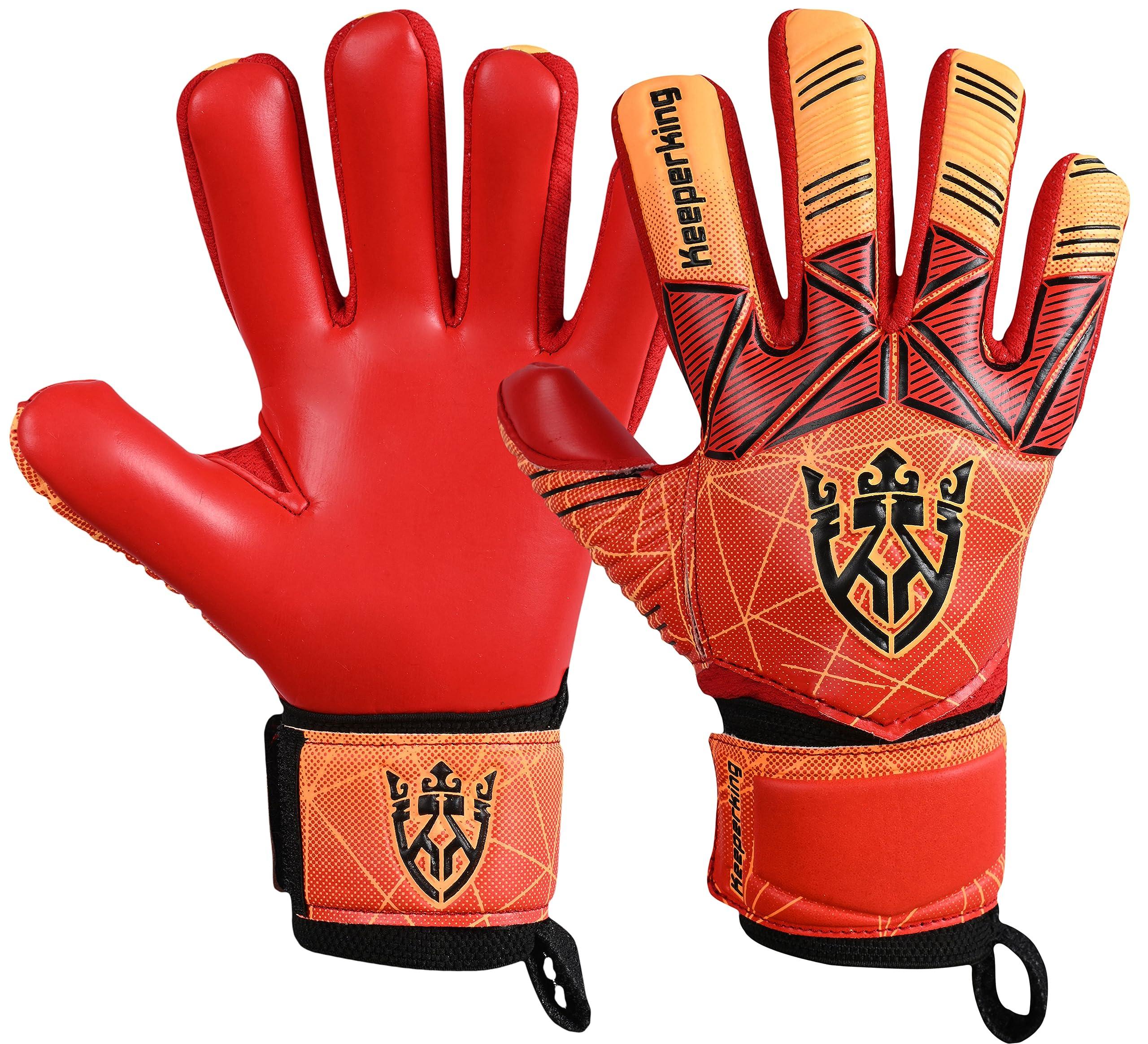 Keeperking Keepershandschoenen voor volwassenen, kinderen en jeugd met en zonder vingerbescherming, voetbalhandschoenen afneembaar fingersave 4mm uniseks (9, Cyan- Afneembaar FS