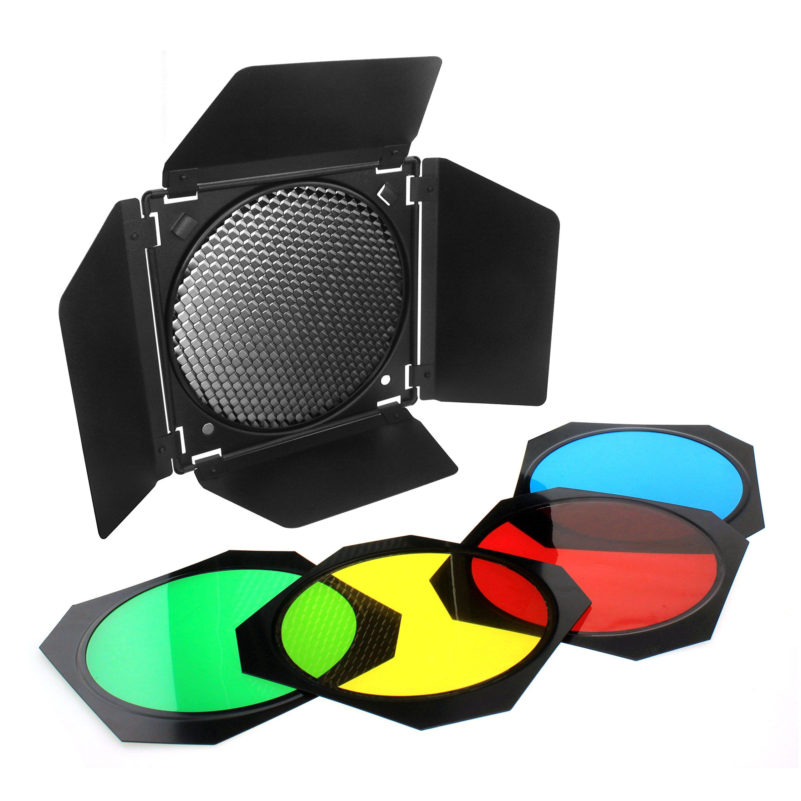 Jual Godox Barn Door BD-04 Kit Honeycomb Grid With 4 Color Filter