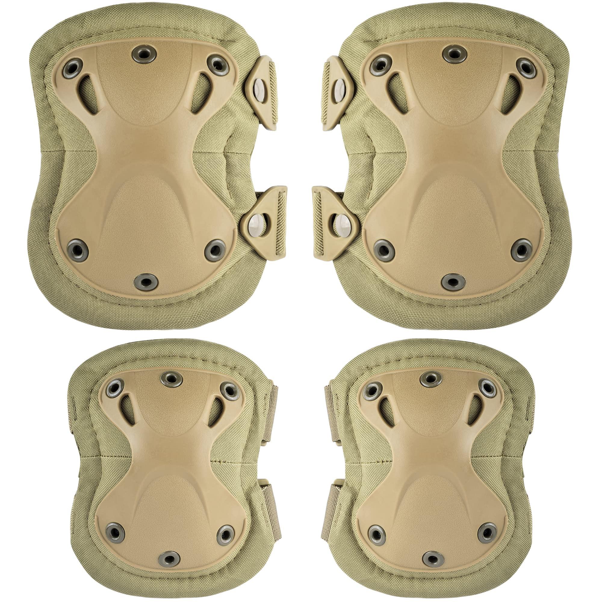 4pcs Set Tactical Elbow & Knee Pads for Training, Airsoft, Paintball and Hunting
