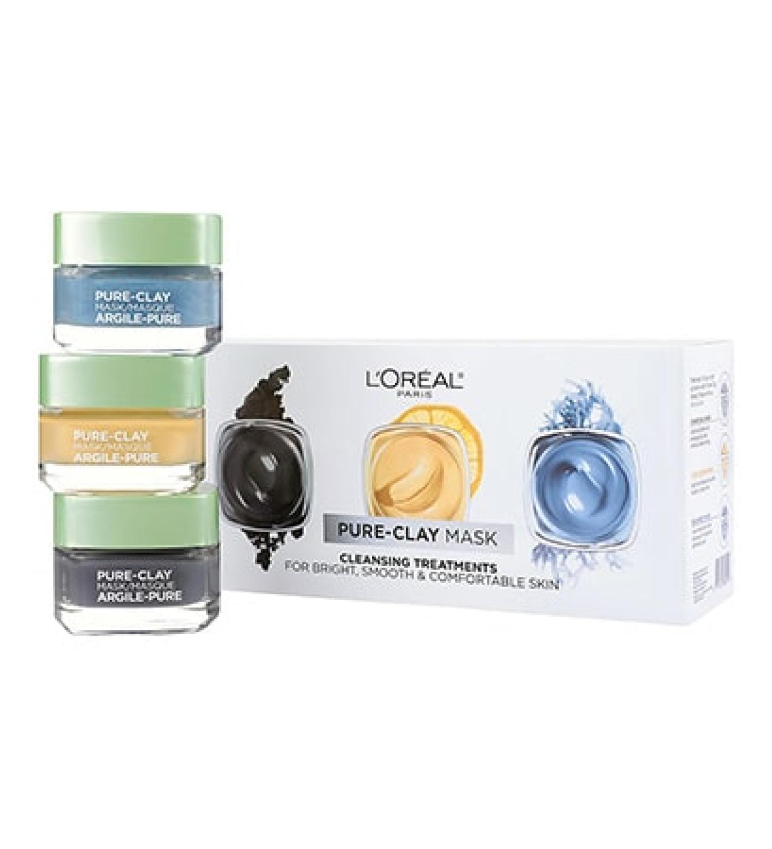 Pure-Clay Face Mask Set by L'Oreal | Charcoal  Yuzu Lemon & Seaweed Combo - Buy Online on GoSupps.com