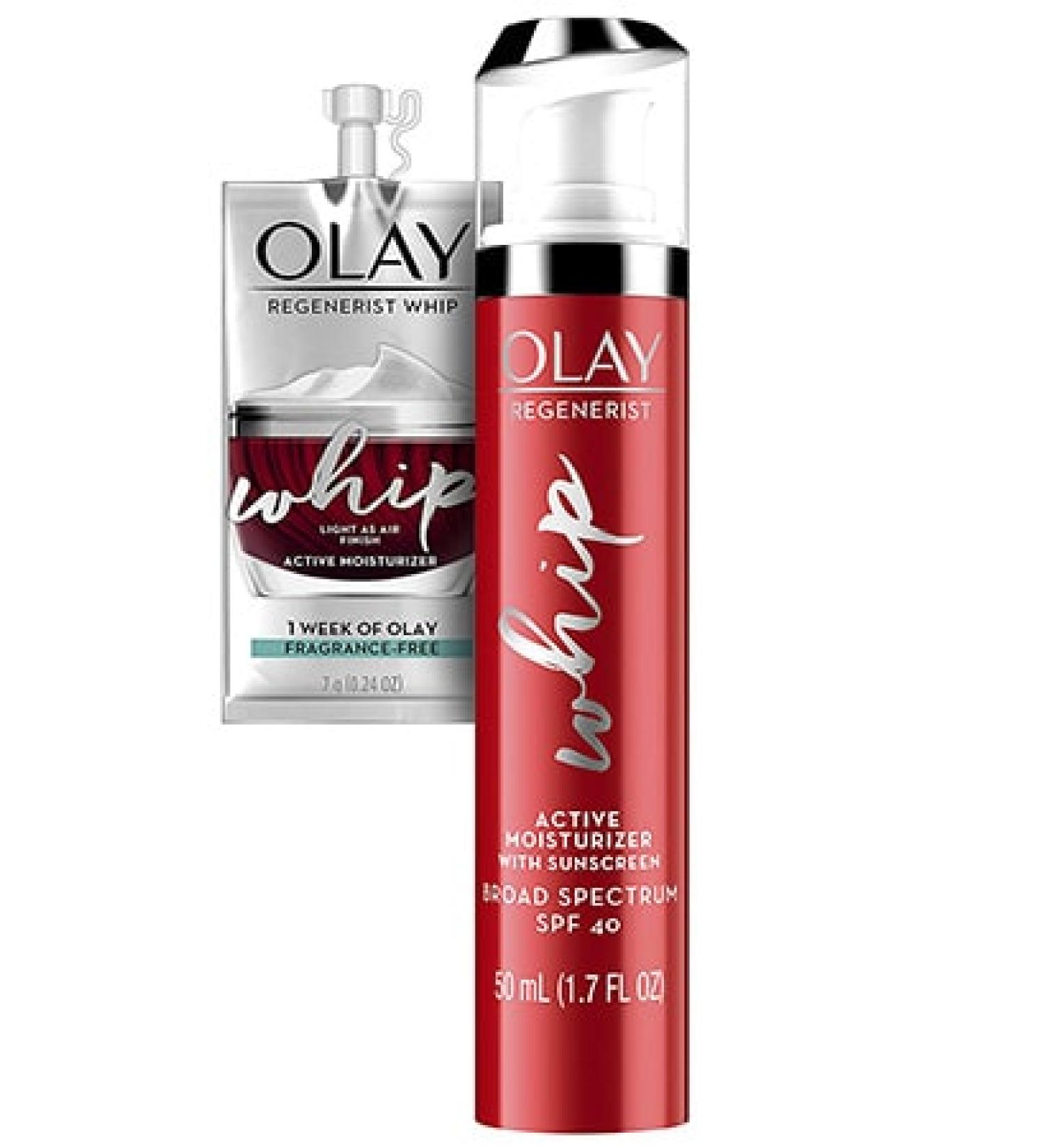 Olay Regenerist Whip Face Moisturizer SPF 40 with Collagen Peptides - 1.7 Fl Oz + Travel Size - Buy Online on GoSupps.com