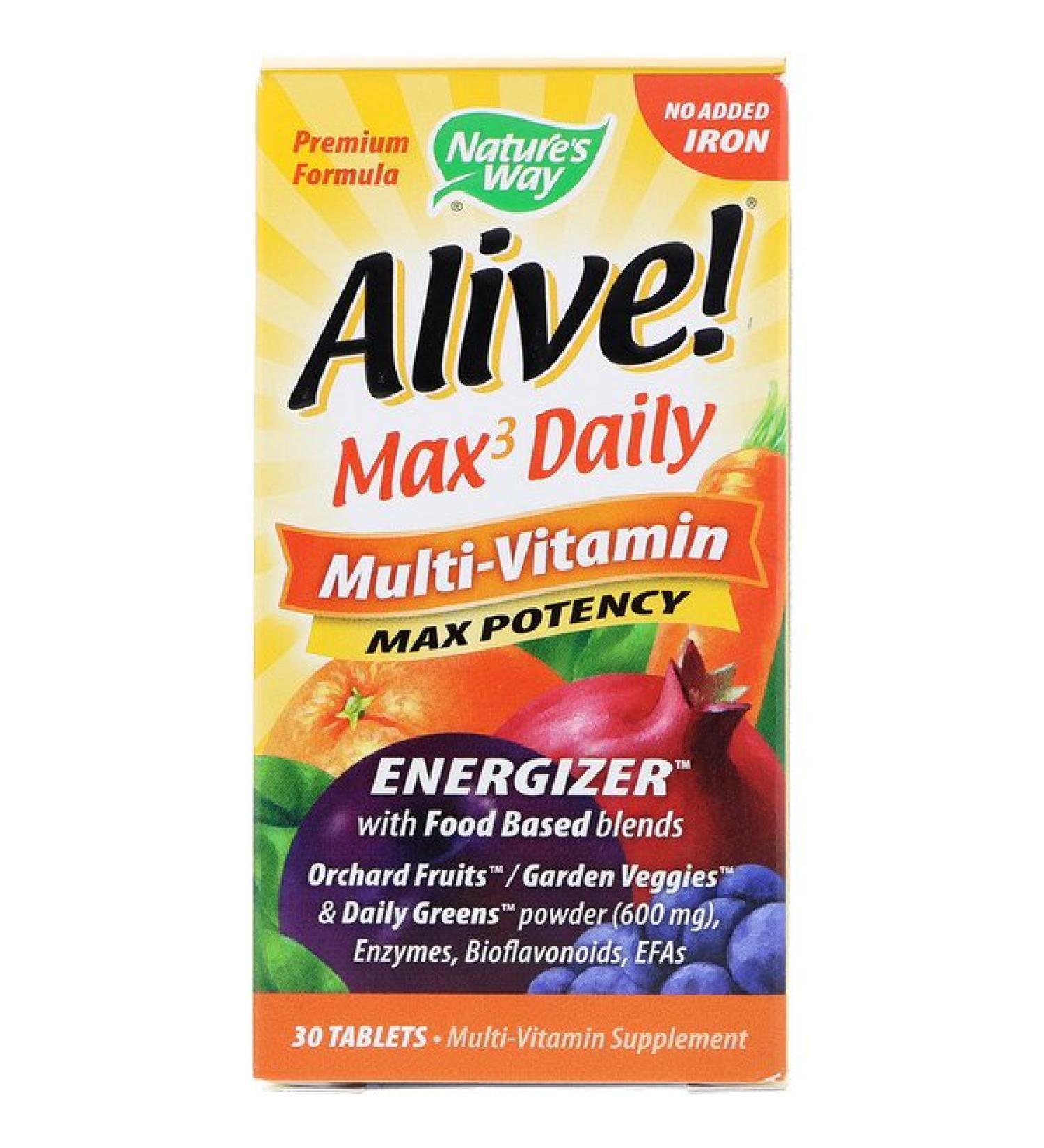 Nature's Way Alive! Max3 Daily Multi-Vitamin - Iron-Free 30 Tablets | Boost Energy & Wellness - Buy Online on GoSupps.com