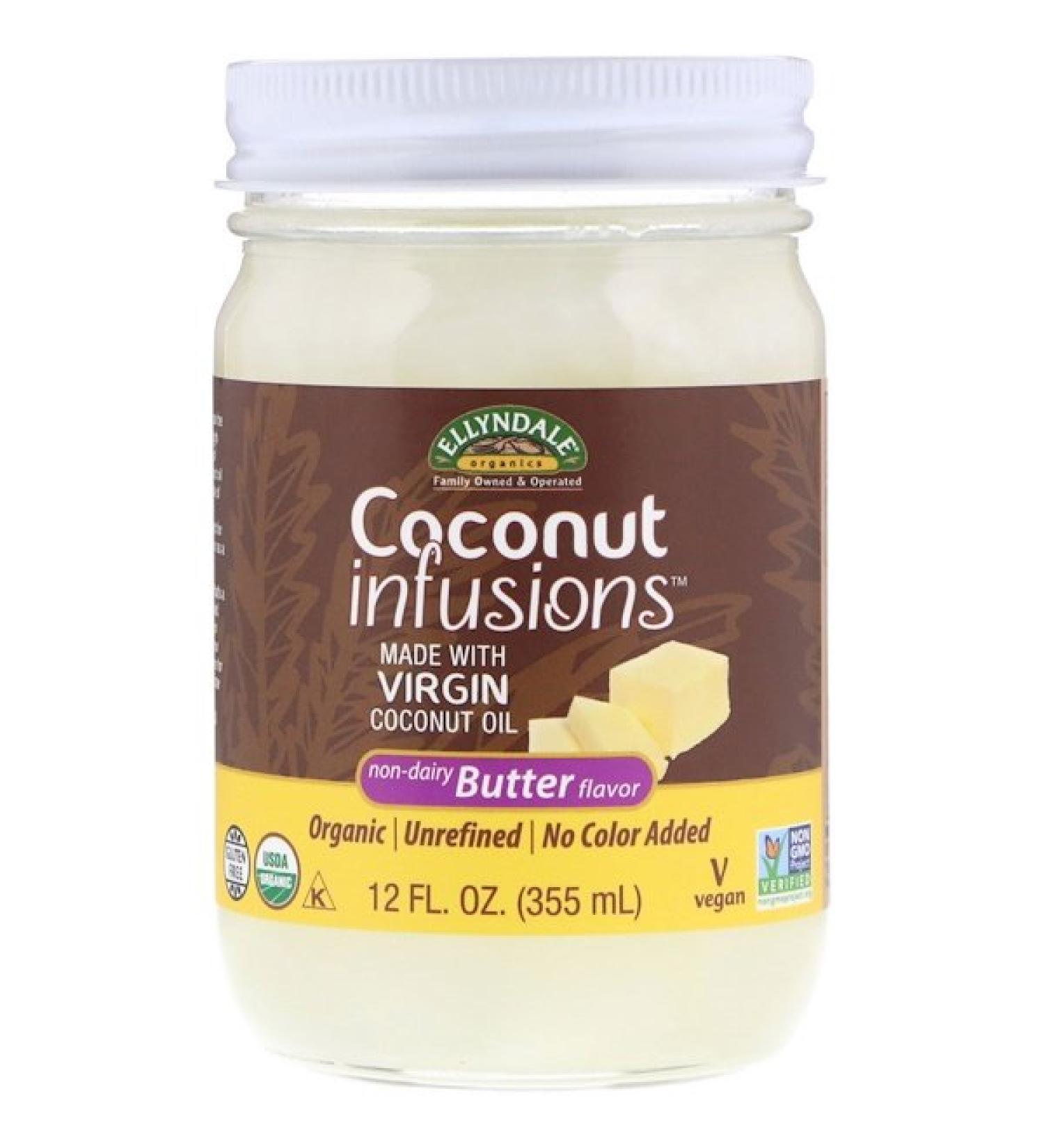 Now Foods Ellyndale Naturals Coconut Infusions Non-Dairy Butter Flavor 12 fl oz (355 ml)