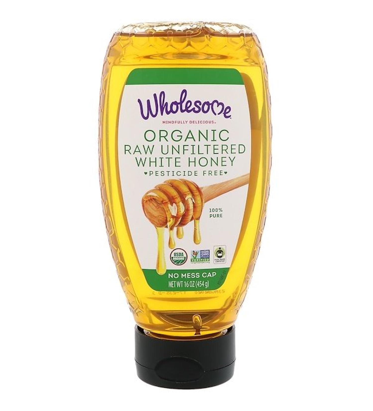 Wholesome  Organic Raw Unfiltered White Honey 16 oz (454 g)
