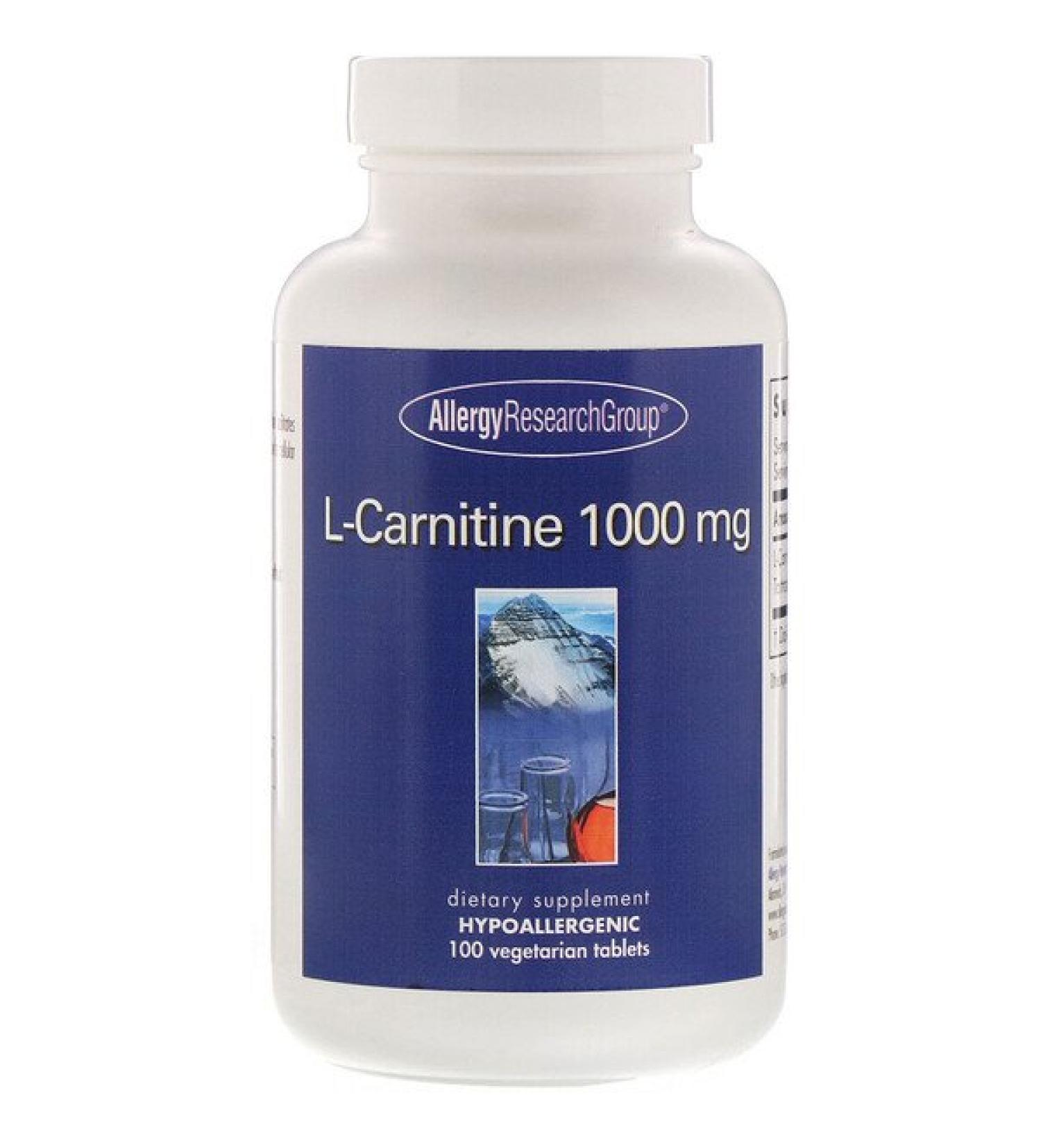 Allergy Research Group L-Carnitine 1000 mg 100 Vegetarian Tablets