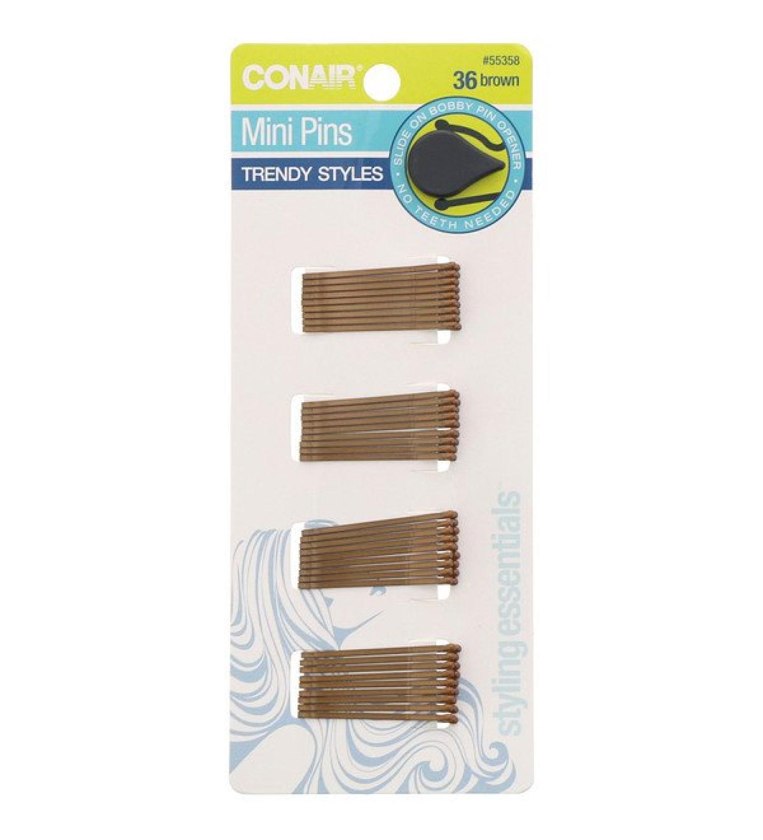 Conair Mini Pins Brown 36 Pieces