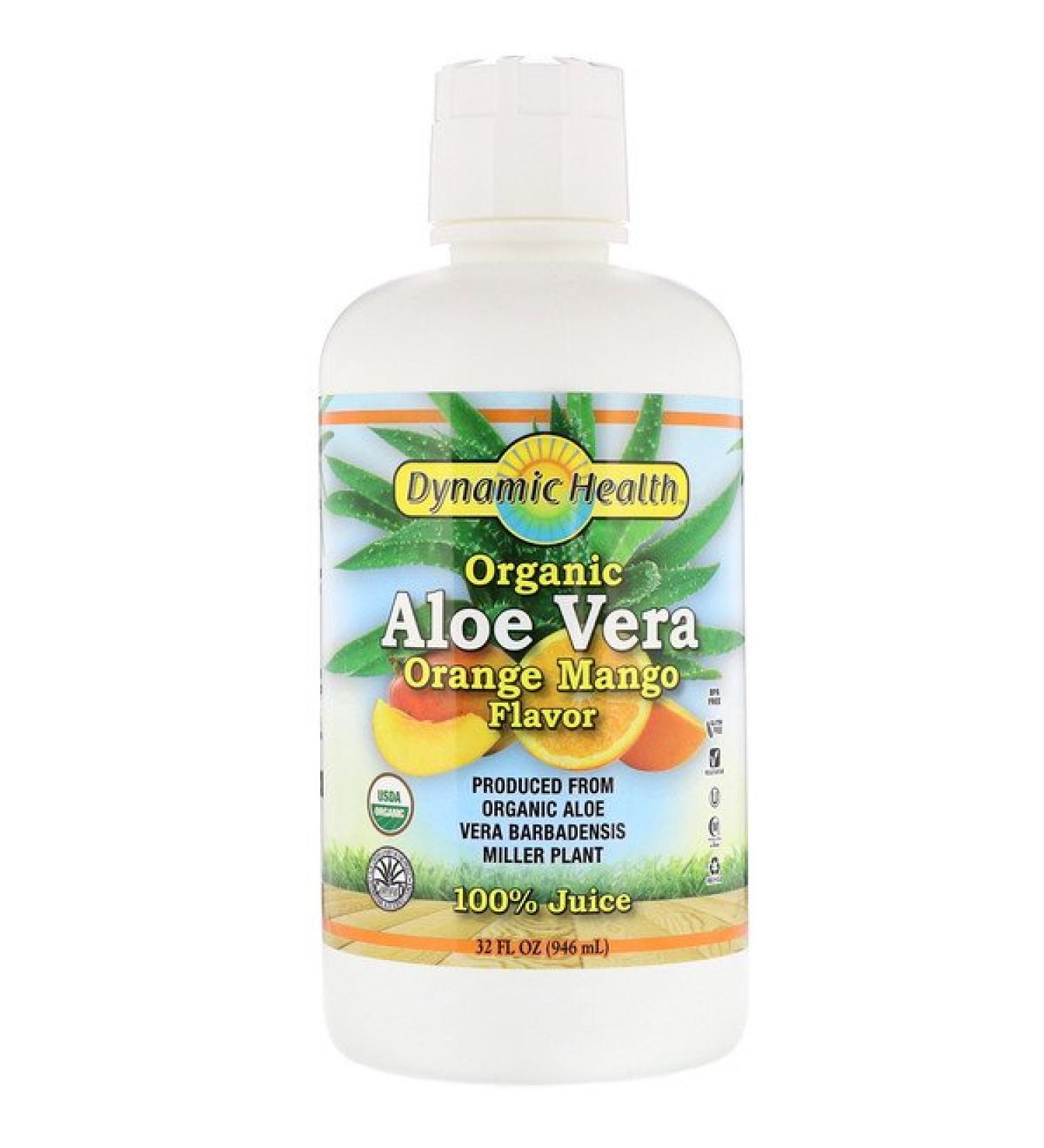 Dynamic Health  Laboratories Organic Aloe Vera Orange Mango Flavor 32 fl oz (946 ml)