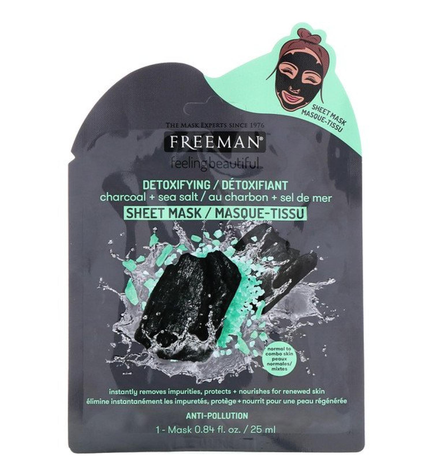 Freeman Beauty Feeling Beautiful Detoxifying Beauty Sheet Mask Charcoal + Sea Salt 1 Mask