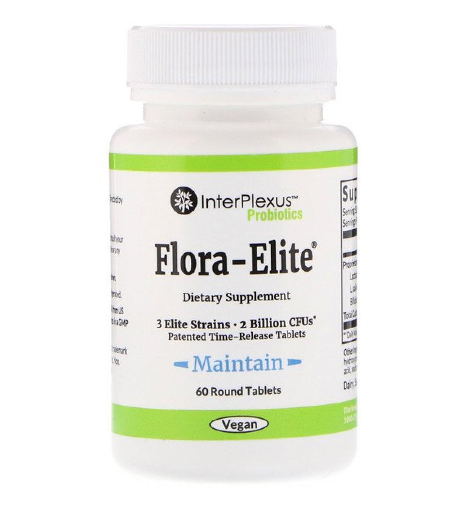 InterPlexus Flora-Elite 2 Billion CFU's 60 Round Tablets