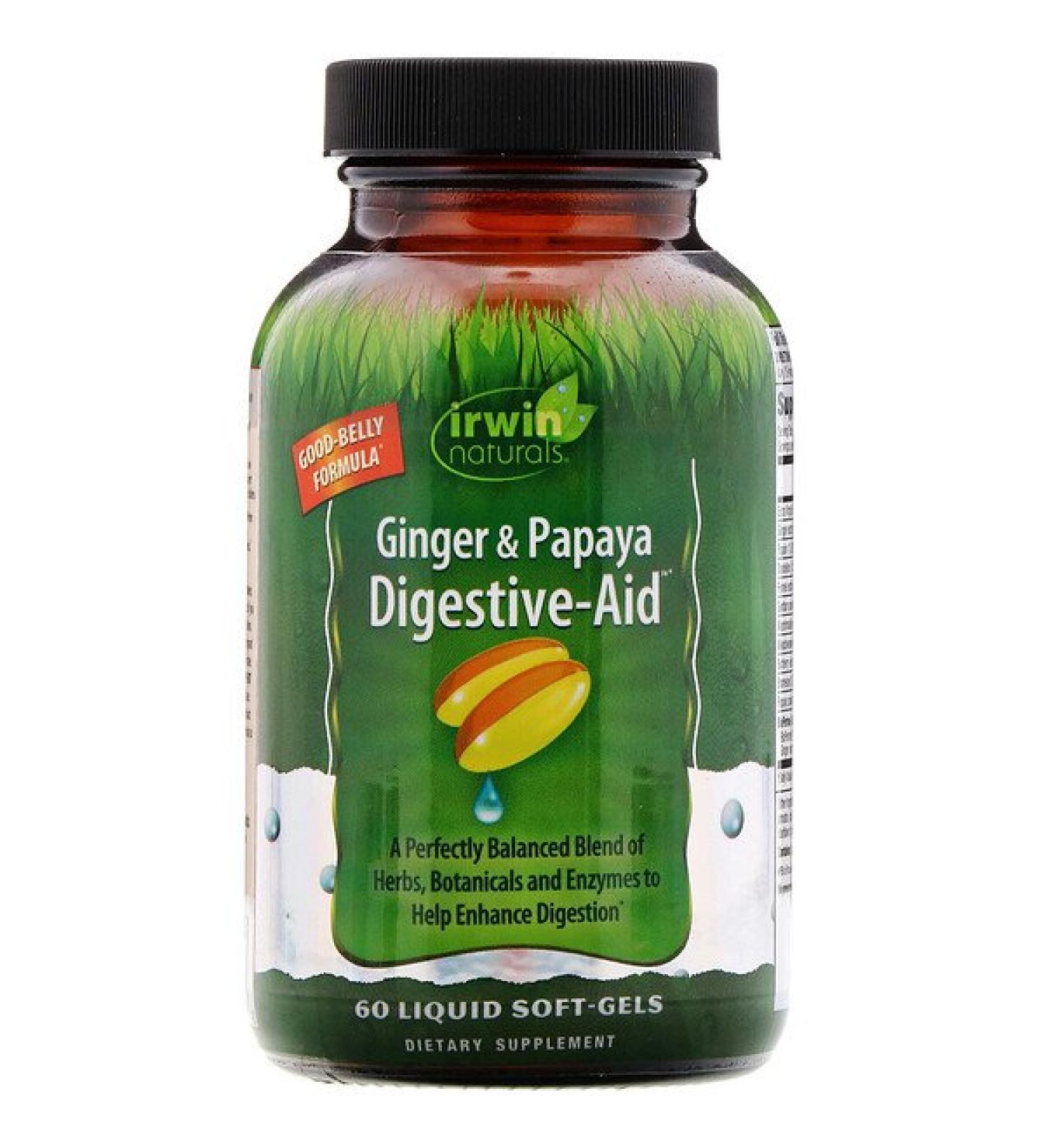 Irwin Naturals Ginger & Papaya Digestive-Aid 60 Liquid Soft-Gels