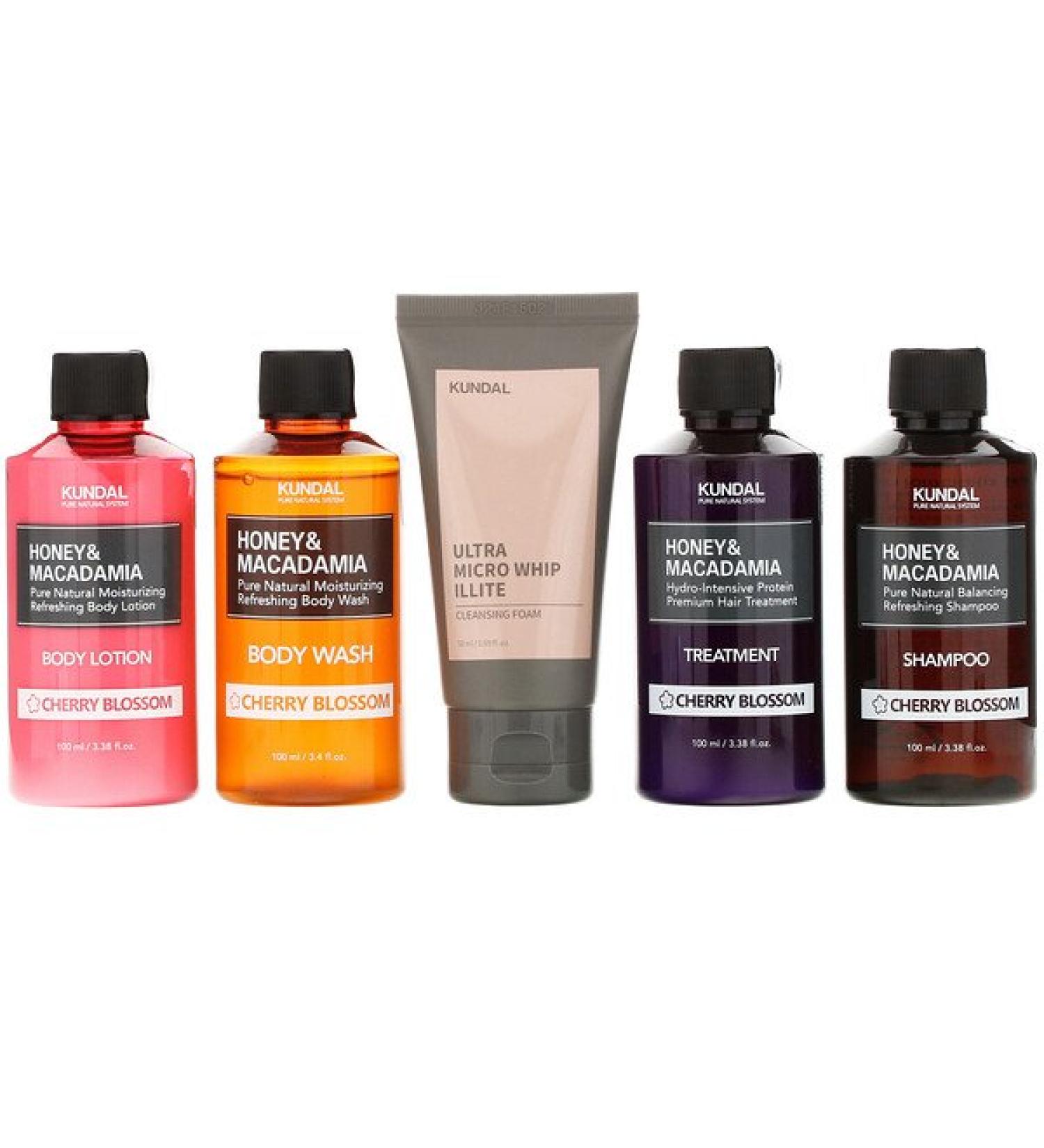 Kundal Travel Kit Cherry Blossom 5 Piece Kit