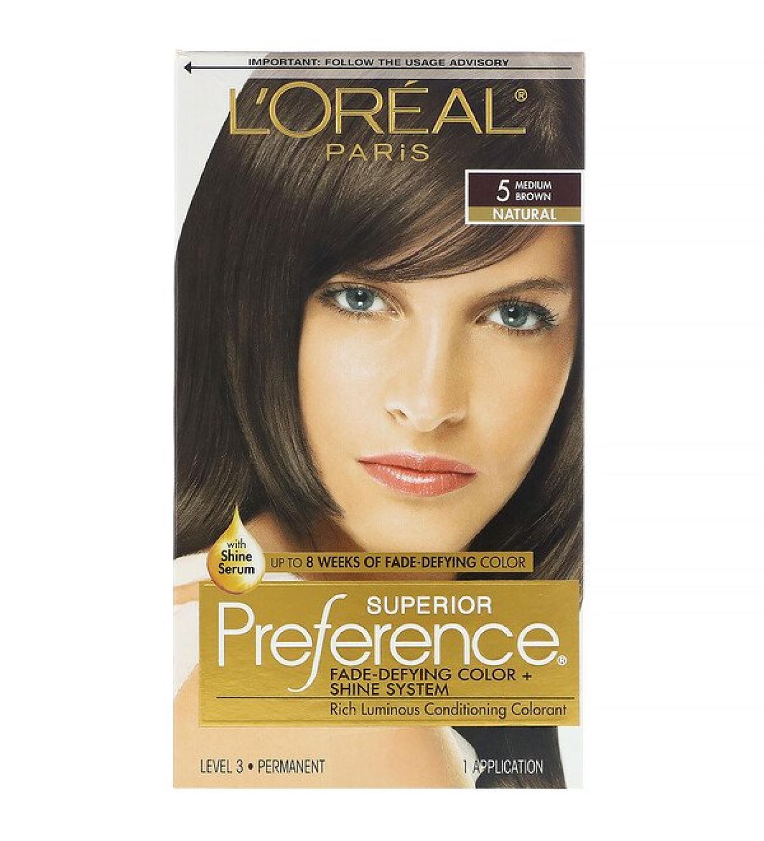 L'Oreal Superior Preference Fade-Defying Color + Shine System Natural 5 Medium Brown 1 Application