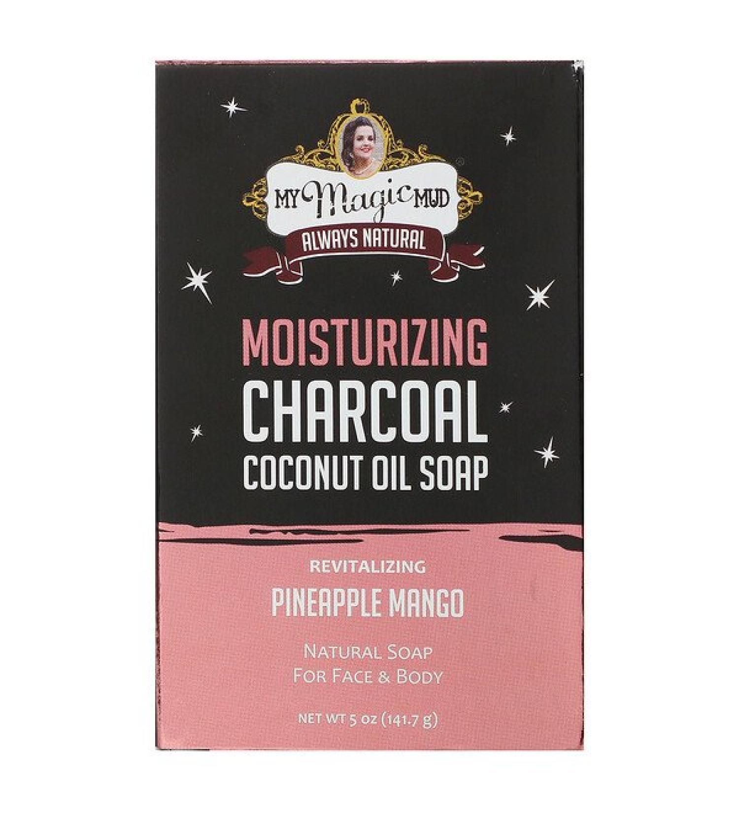 My Magic Mud Moisturizing Charcoal Coconut Oil Soap Revitalizing Pineapple Mango  5 oz (141.7 g)