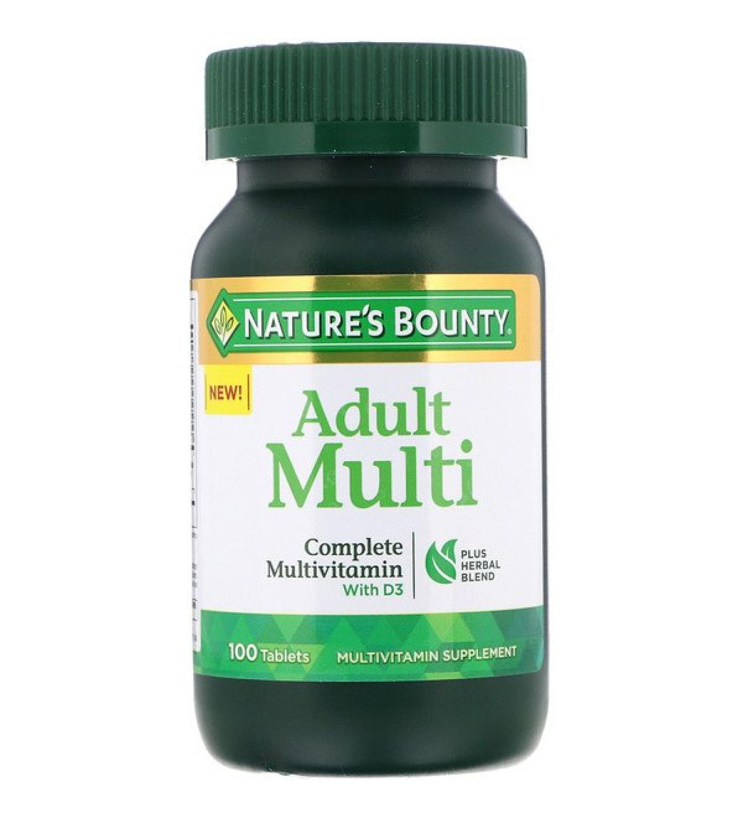 Nature's Bounty Adult Multi Complete Multivitamin with D3 100 Tablets