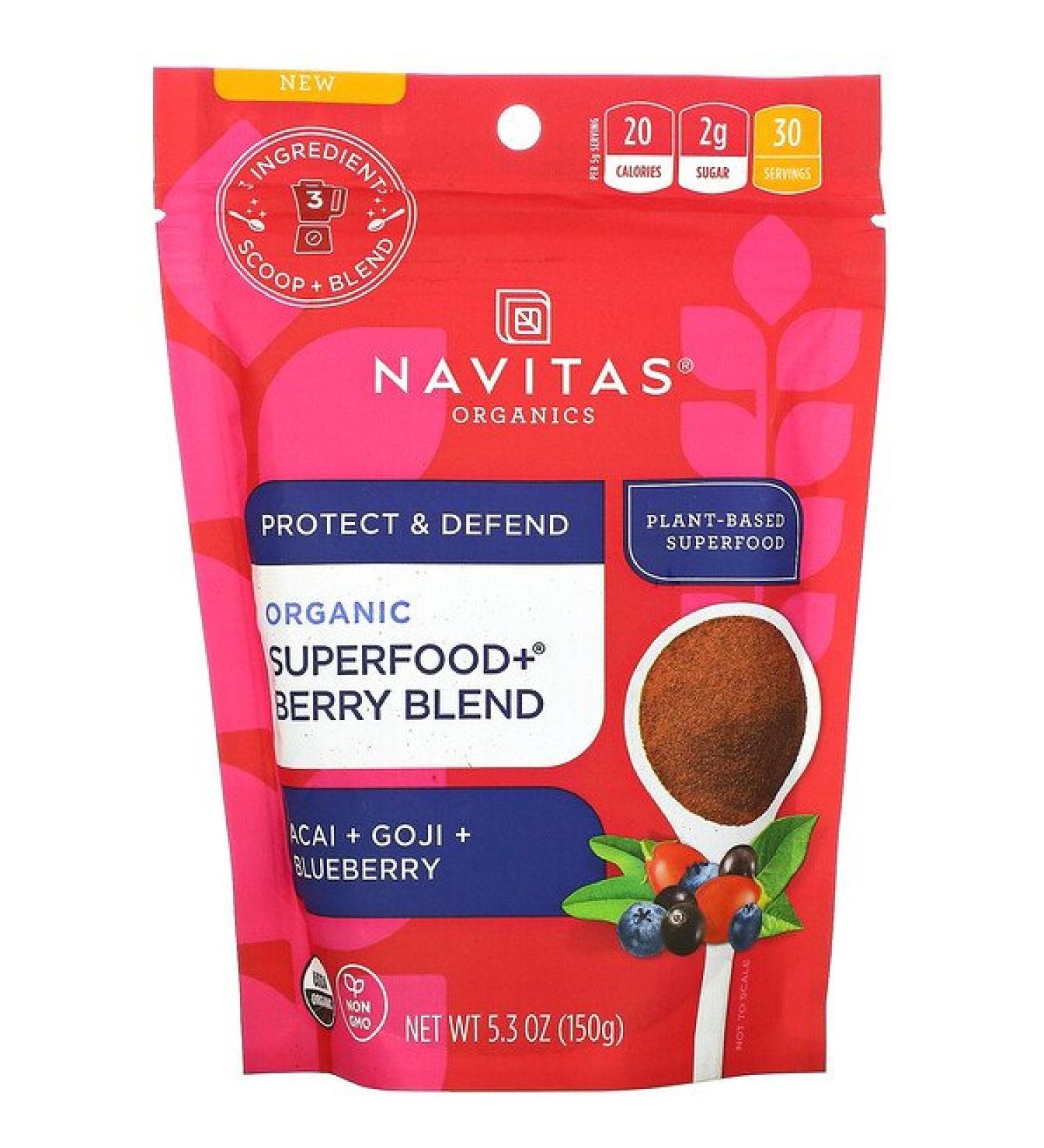 Navitas Organics Organic Superfood+ Berry Blend Acai + Goji + Blueberry 5.3 oz (150 g)