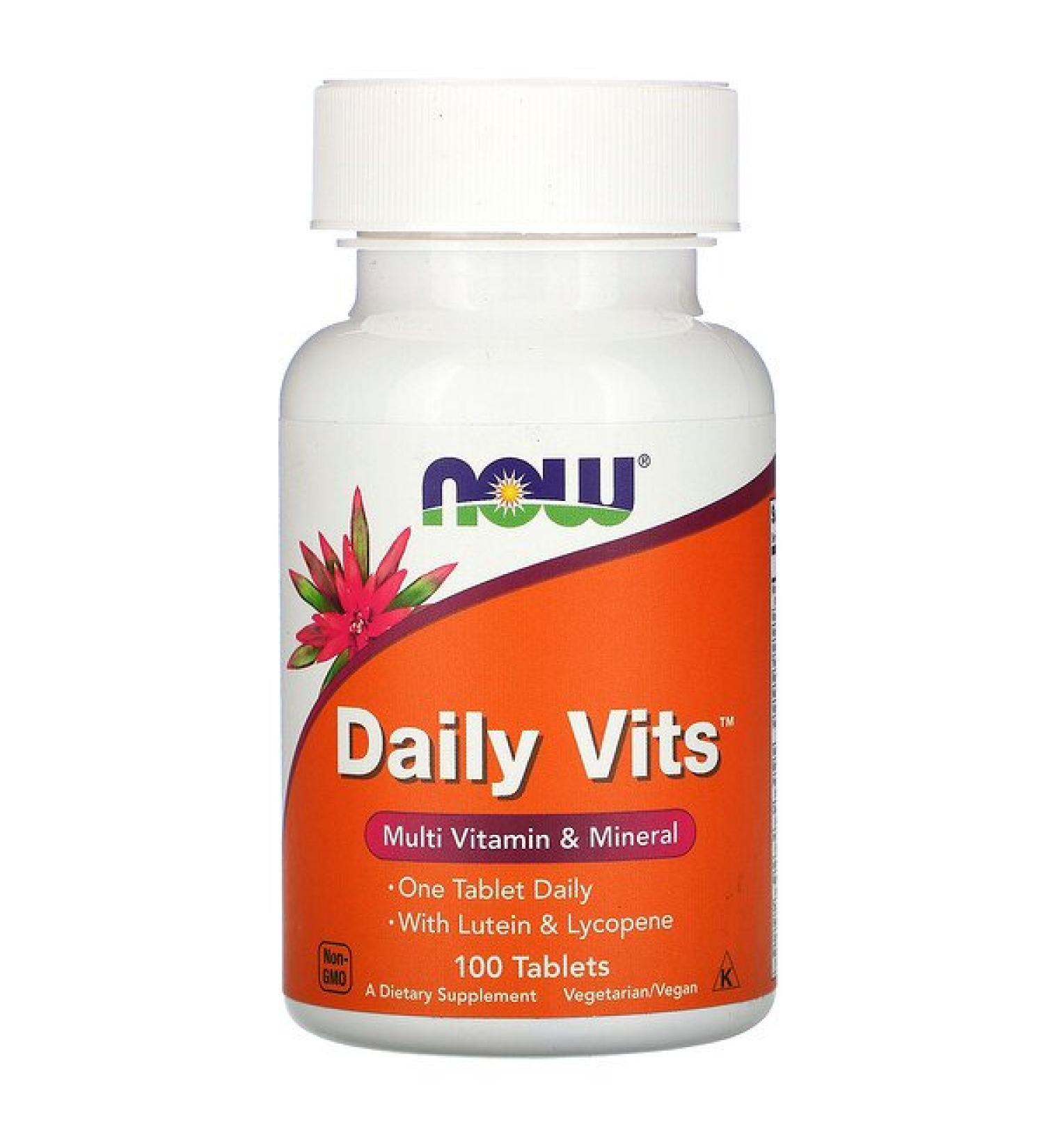 Now Foods Daily Vits Multi Vitamin & Mineral with Lutein & Lycopene 100 Tablets