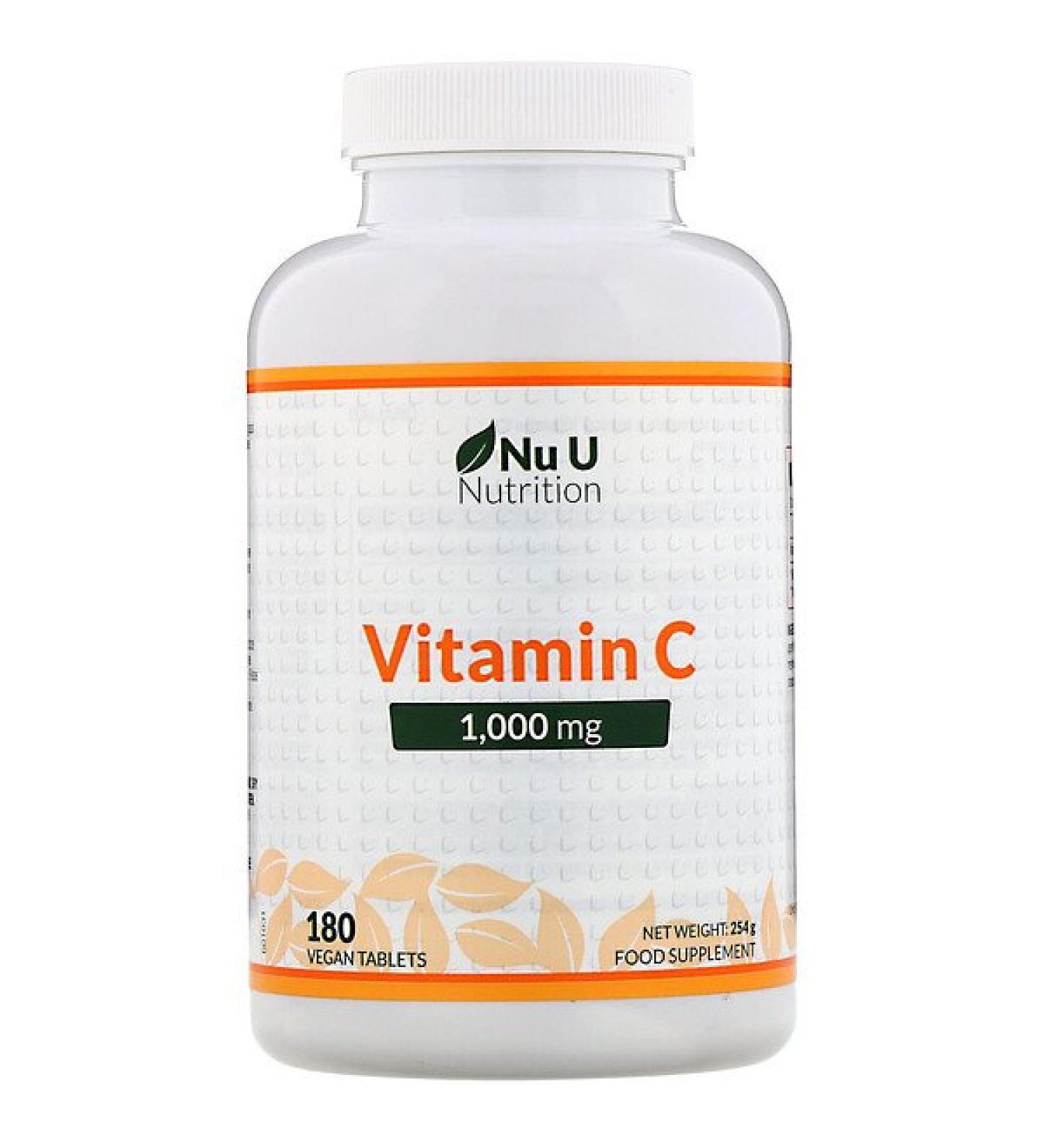 Nu U Nutrition Vitamin C 1000 mg 180 Vegan Tablets