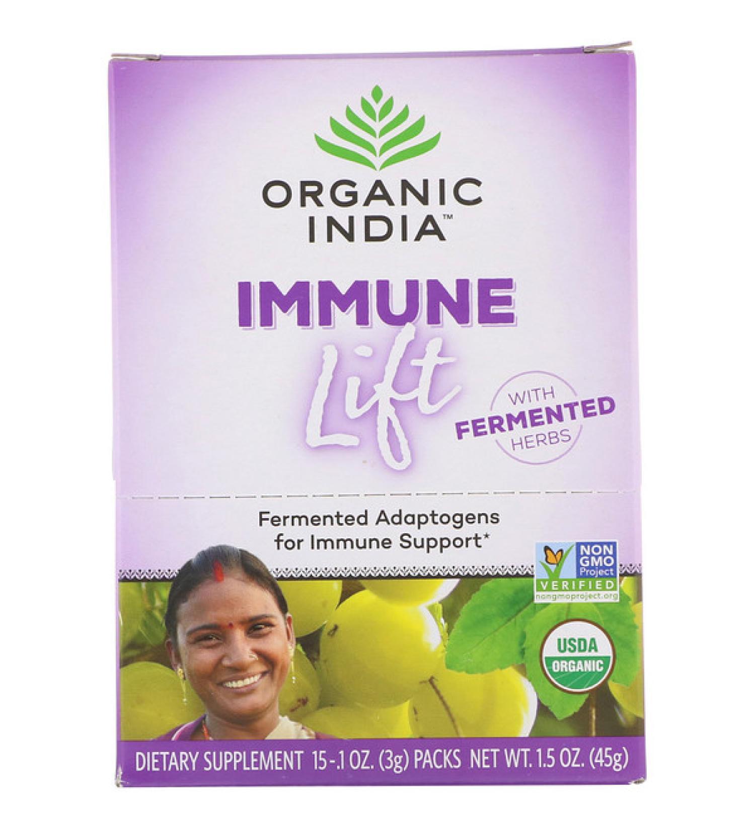 Organic India Immune Lift Fermented Adaptogens 15 Packs 0.1 oz (3 g) Each