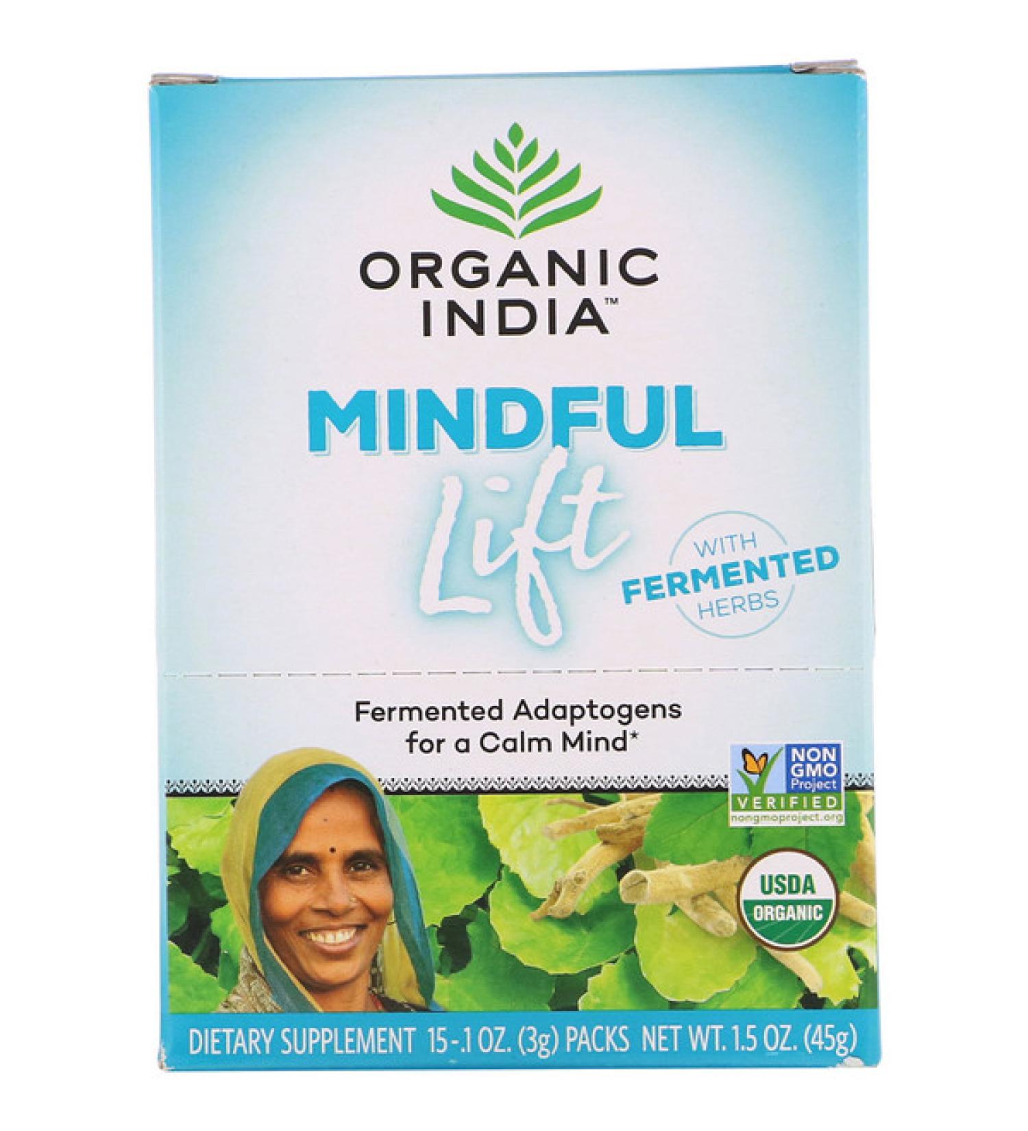 Organic India Mindful Lift Fermented Adaptogens 15 Packs 0.1 oz (3 g) Each