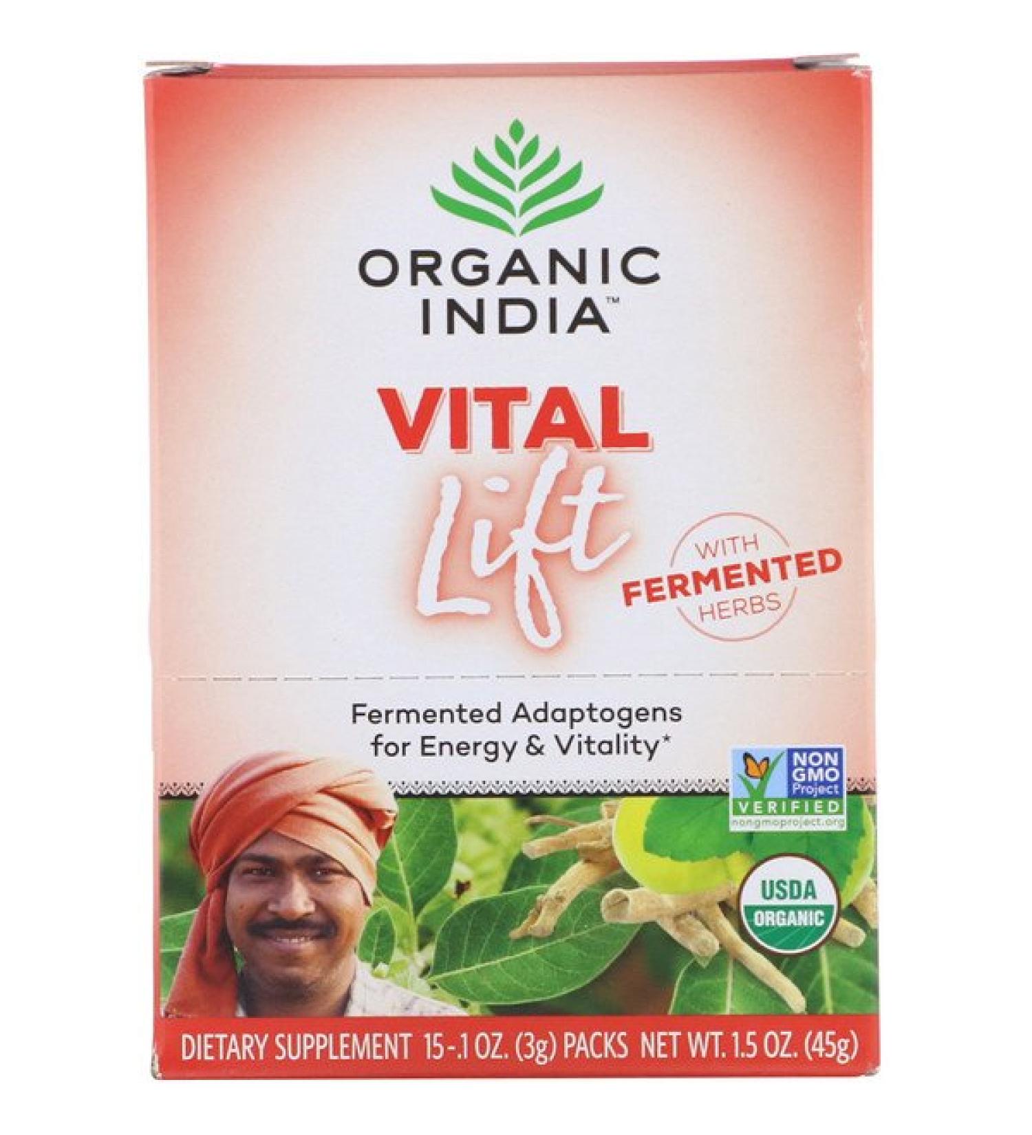 Organic India Vital Lift Fermented Adaptogens 15 Packs 0.1 oz (3 g) Each