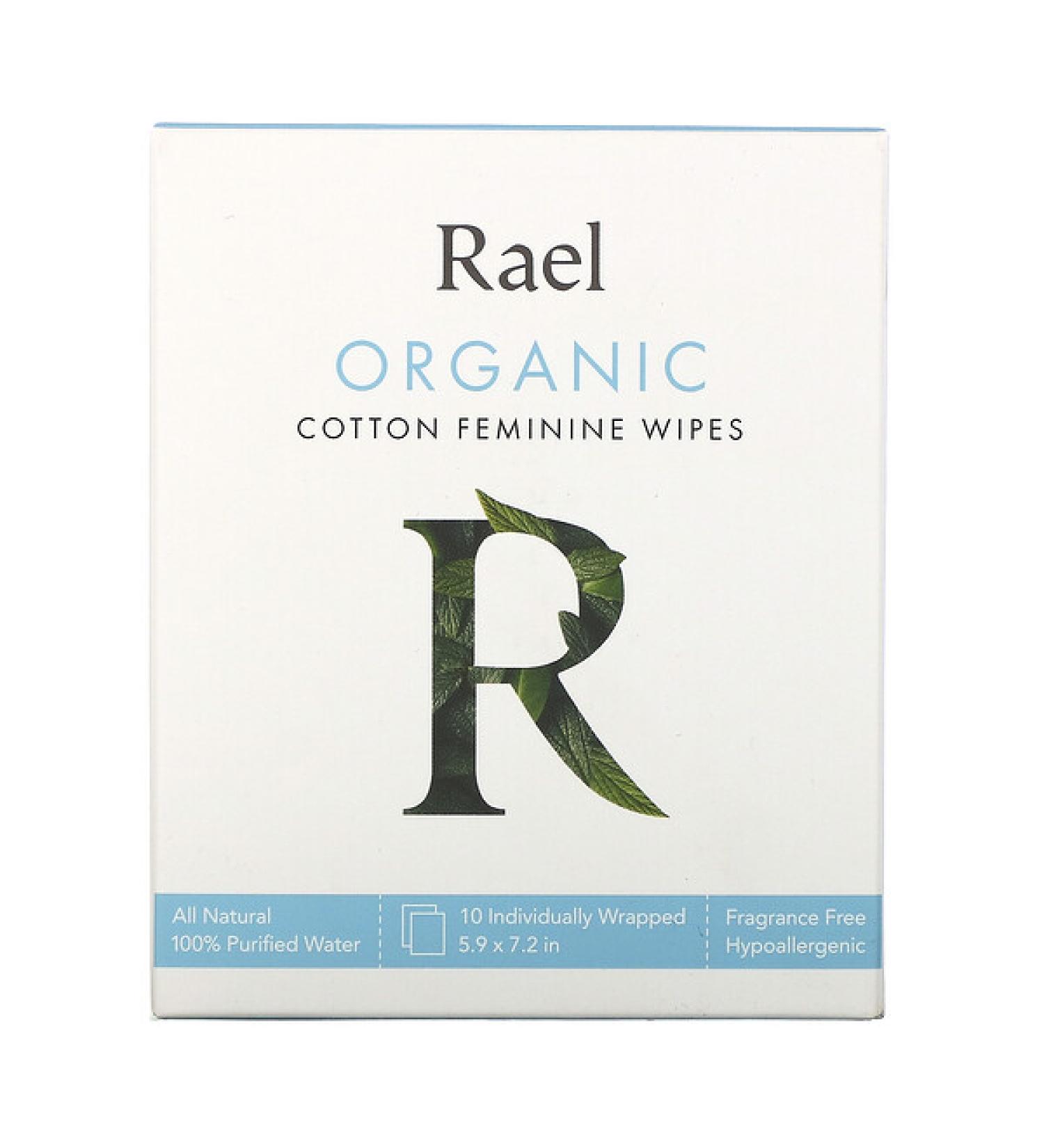 Rael Organic Cotton Feminine Wipes 10 Wipes