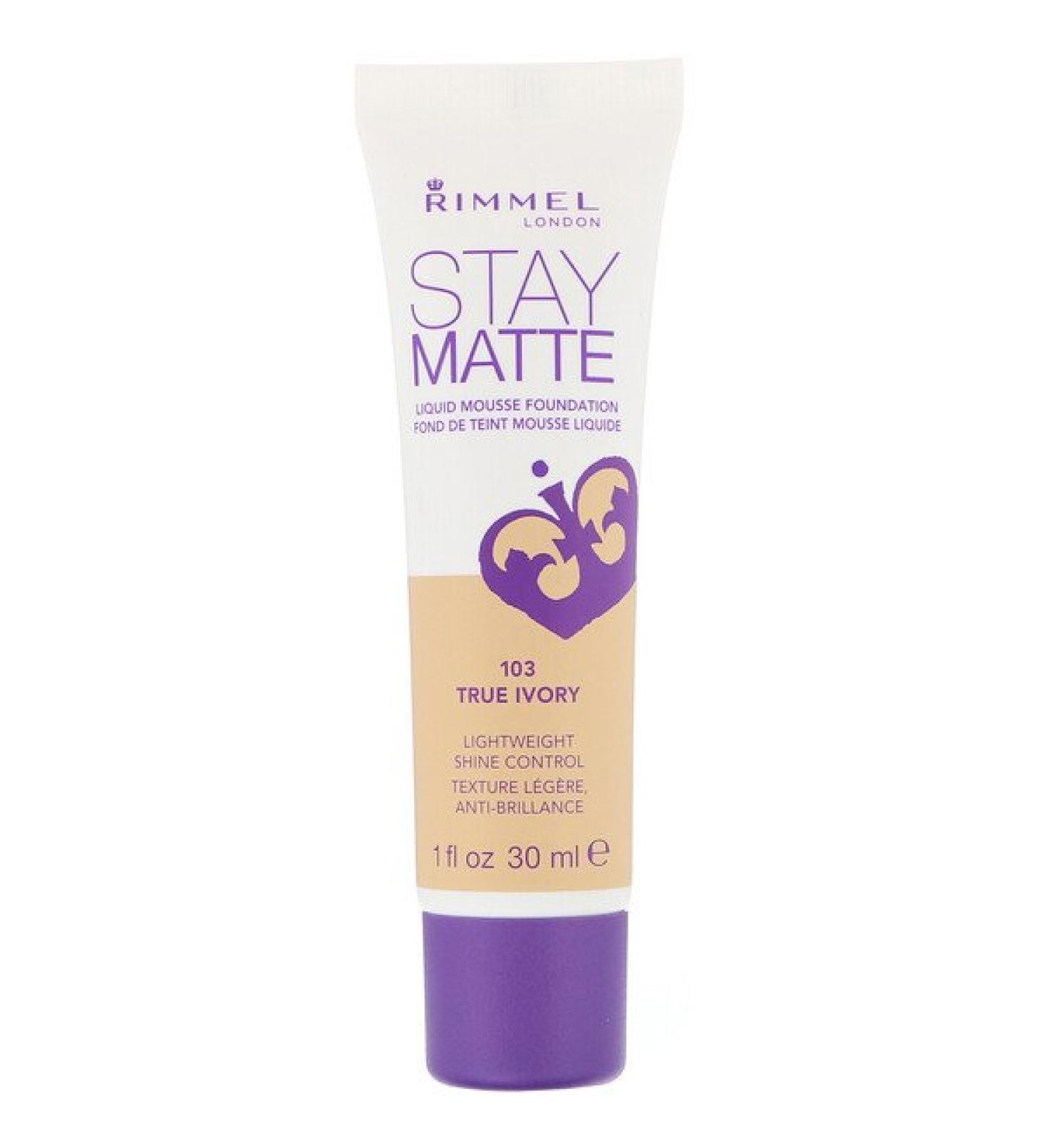 Rimmel London Stay Matte Liquid Mousse Foundation 103 True Ivory 1 fl oz (30 ml)