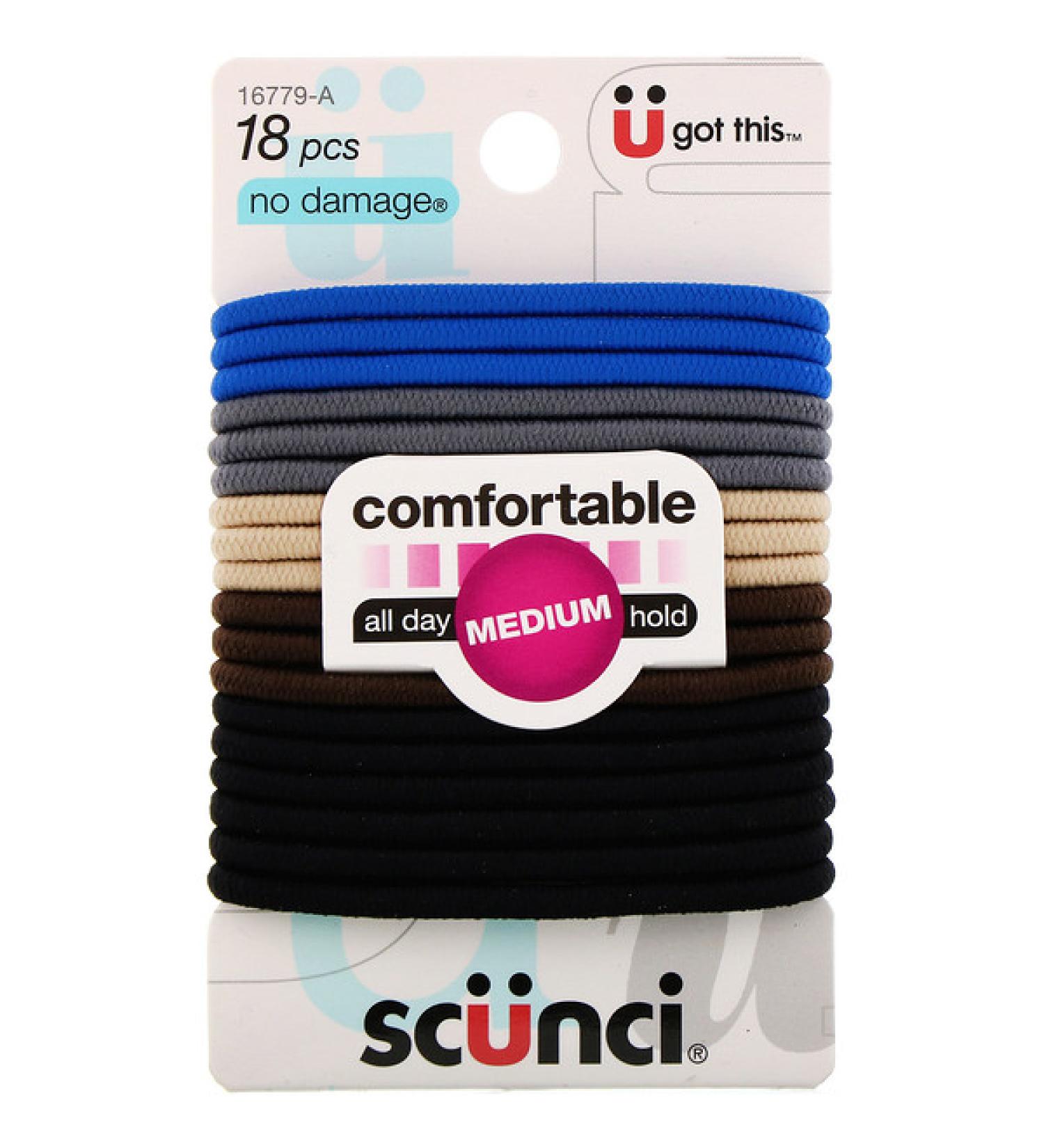 Scunci No Damage Elastics Comfortable All Day Medium Hold Denim 18 Pieces