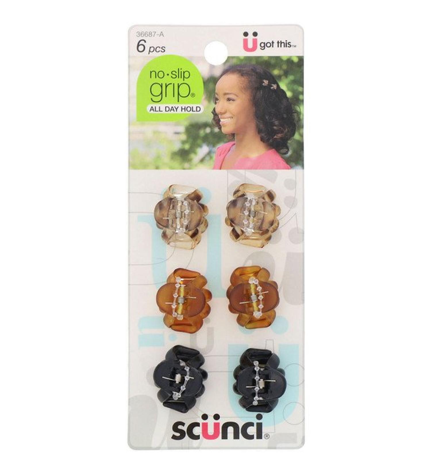 Scunci No Slip Grip Mini Octopus Jaw Clips Assorted Colors 6 Pieces