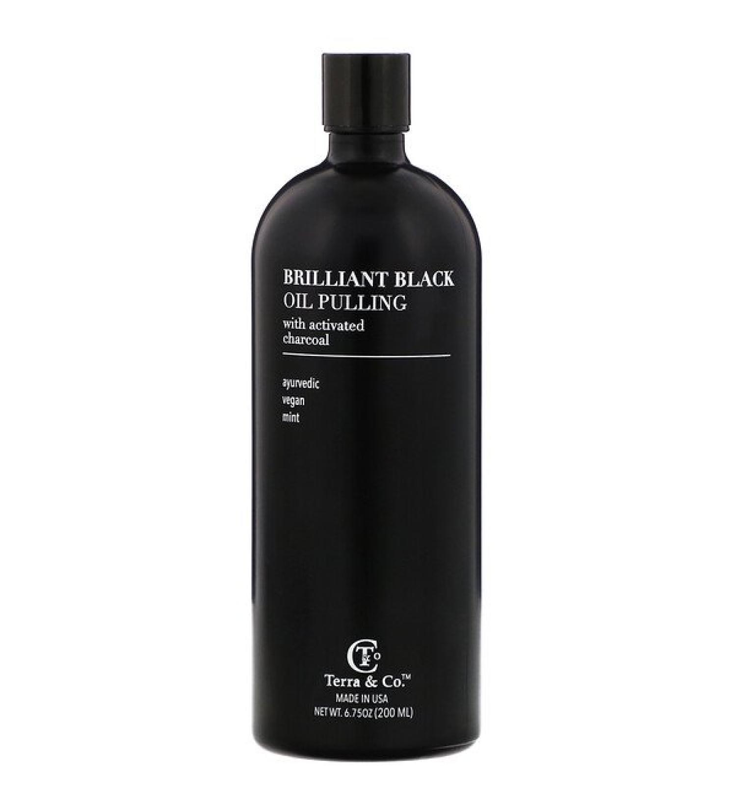 Terra & Co. Brilliant Black Oil Pulling Mint 6.75 oz (200 ml)