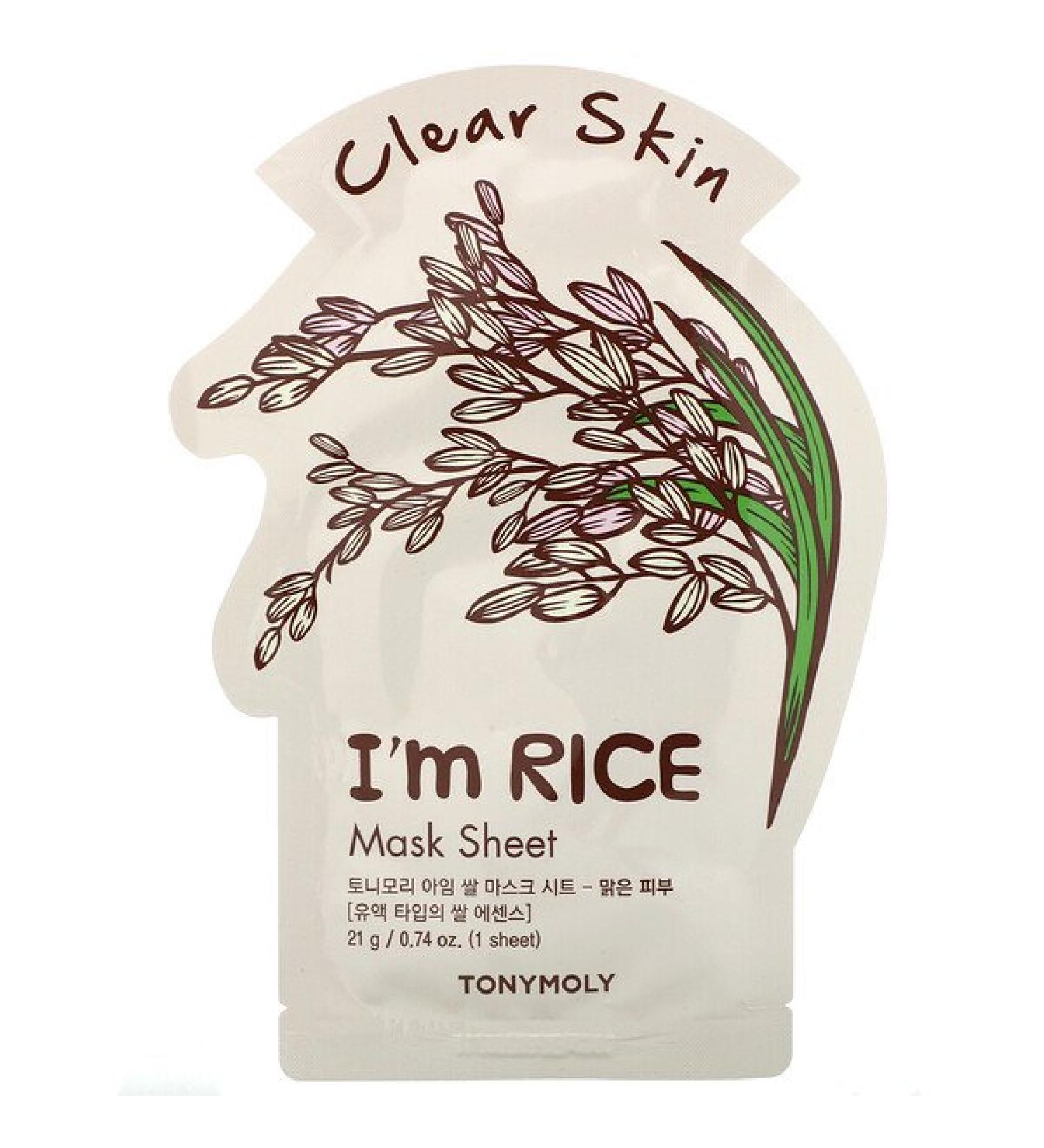 Tony Moly I'm Rice Clear Skin Beauty Mask Sheet 1 Sheet 0.74 oz (21 g)