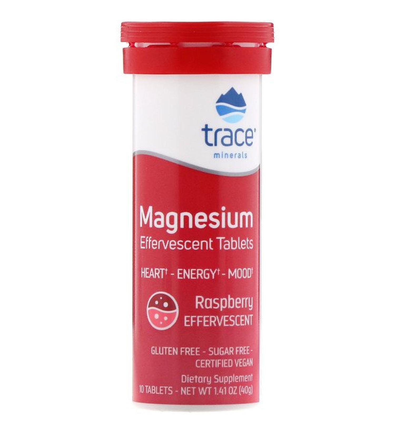 Trace Minerals Research Magnesium Effervescent Tablets Raspberry Flavor 1.41 oz (40 g)