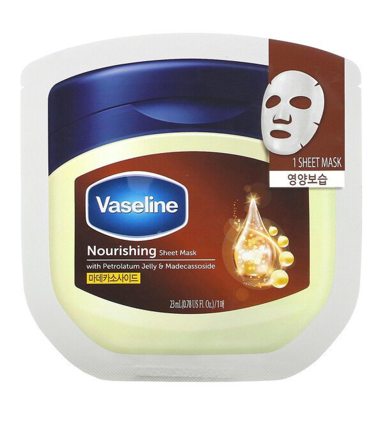 Vaseline Nourishing Beauty Sheet Mask with Petrolatum Jelly & Madecassoside 1 Sheet Mask 0.78 fl oz (23 ml)