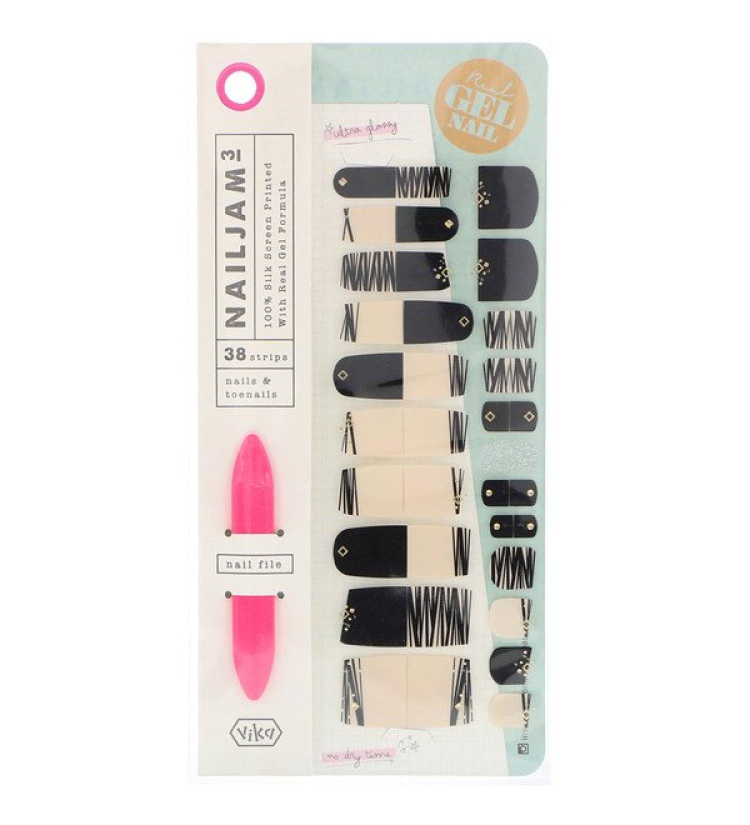 Vika Nailjam Gel Nail Strips For Nails & Toenails Groovy Nights 38 Strips