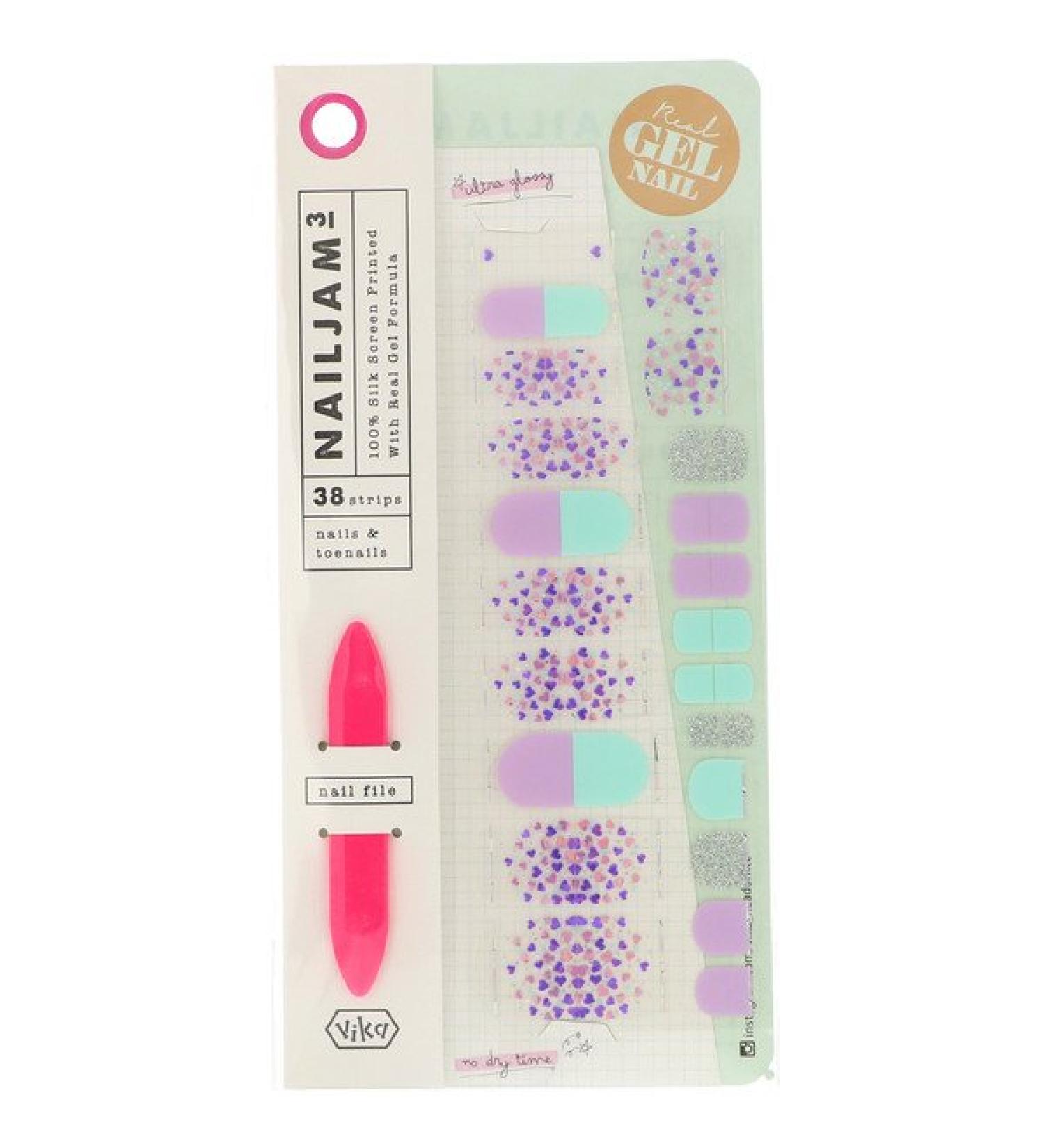 Vika Nailjam Gel Nail Strips For Nails & Toenails Oh Lala 38 Strips
