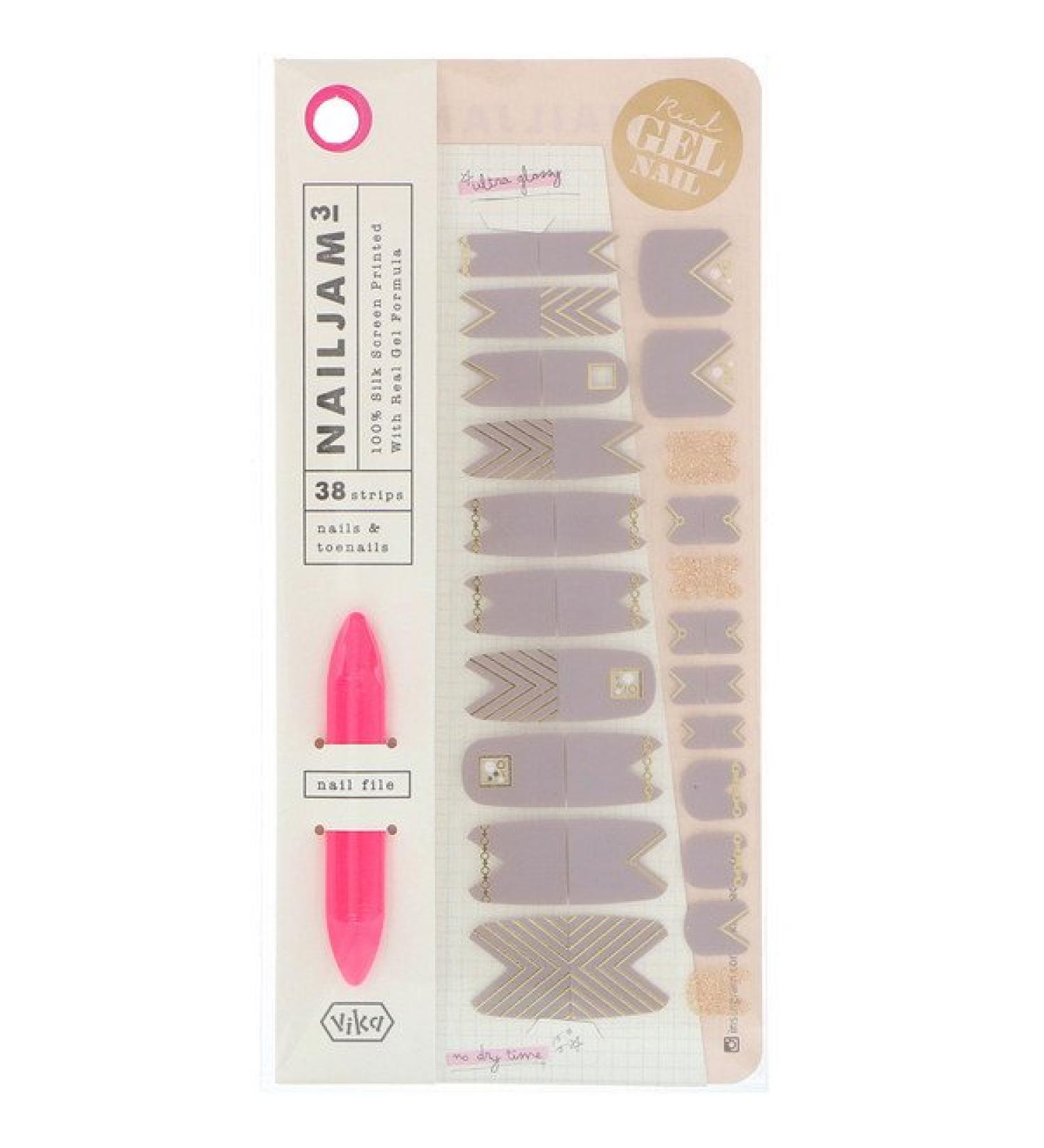 Vika Nailjam Gel Nail Strips For Nails & Toenails Posh Affair 38 Strips