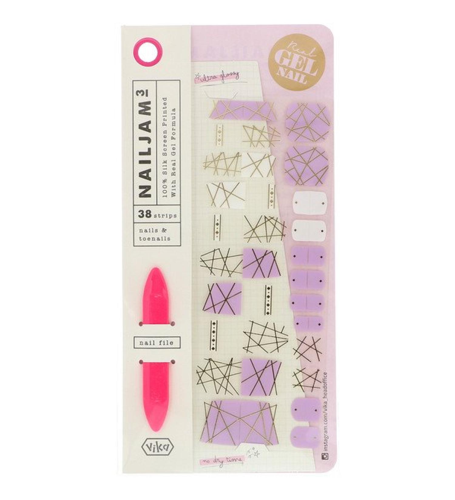 Vika Nailjam Gel Nail Strips For Nails & Toenails Stay Gold 38 Strips