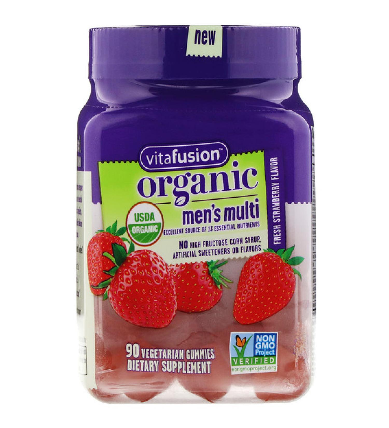 VitaFusion Organic Mens' Multi Fresh Strawberry 90 Vegetarian Gummies