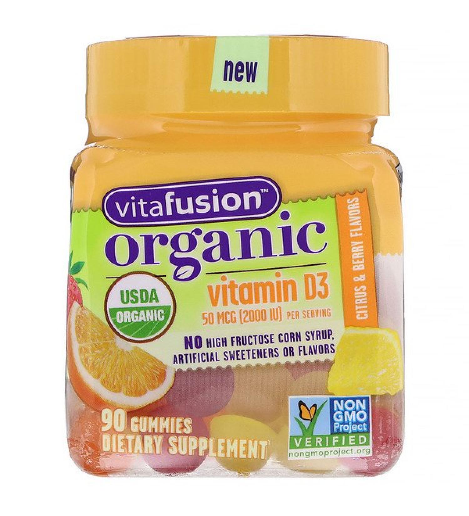 VitaFusion Organic Vitamin D3 Citrus & Berry 50 mcg (2000 IU) 90 Gummies