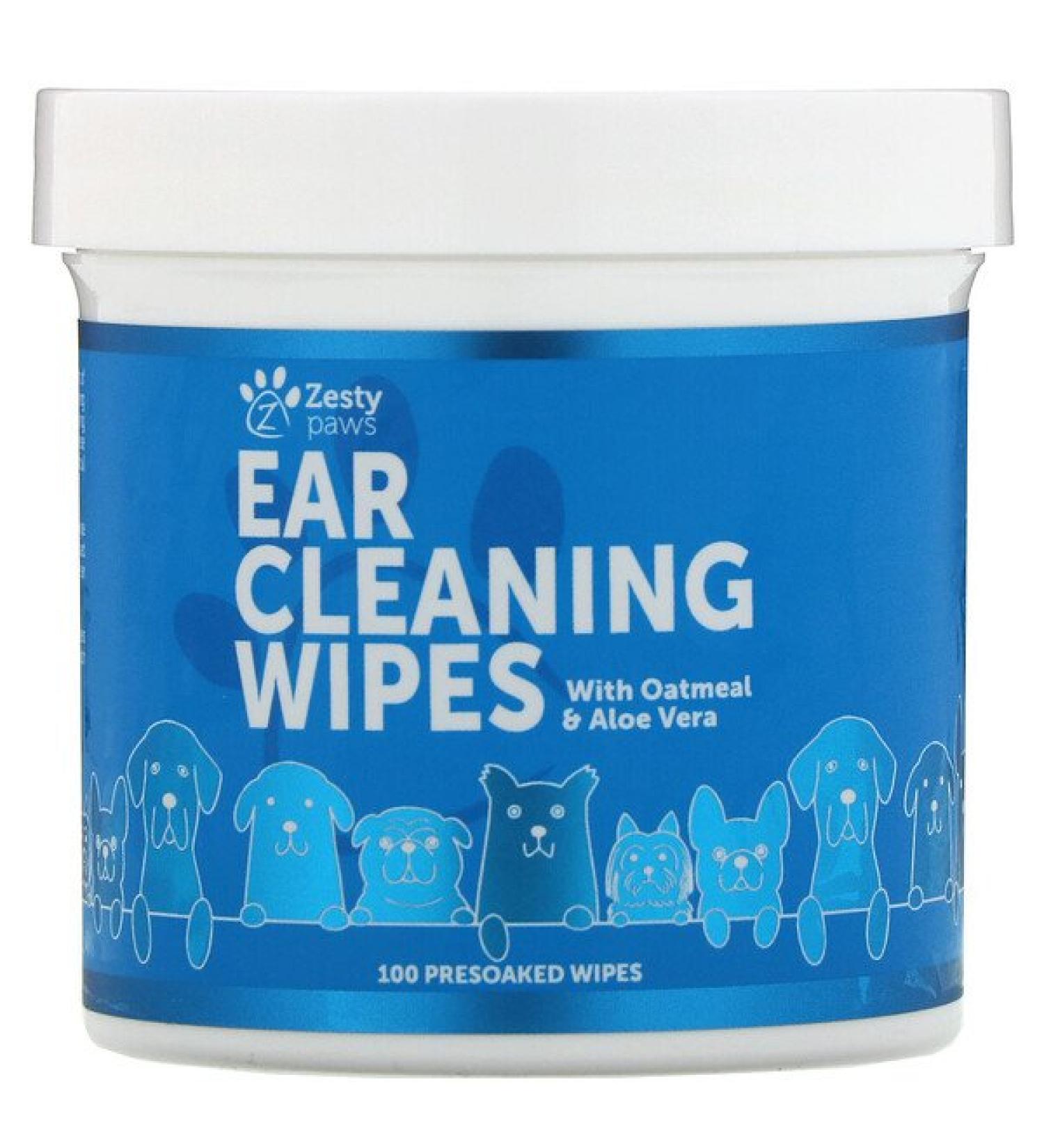 Zesty Paws  Ear Cleaning Wipes For Dogs 100 Presoaked Wipes